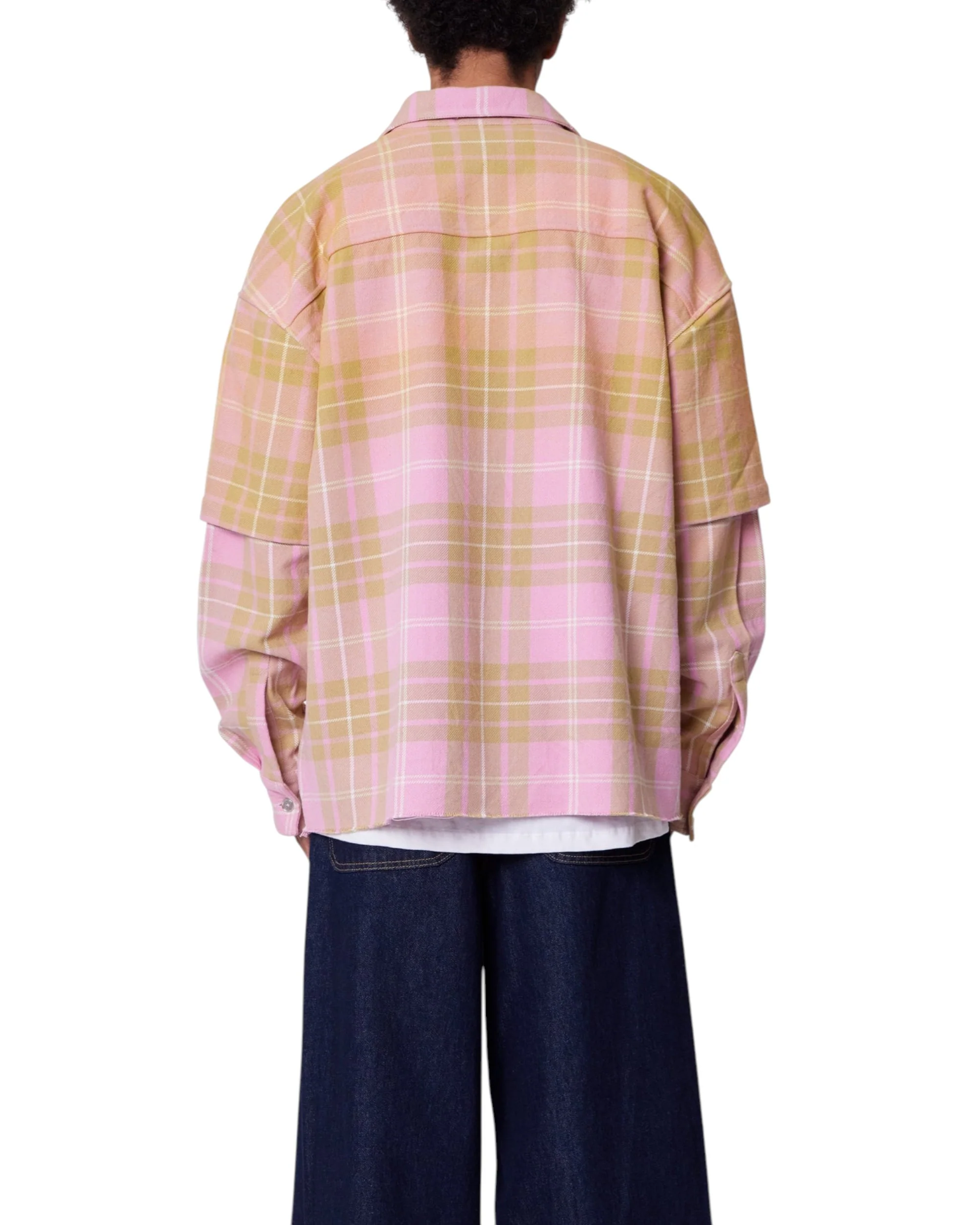Dip Fade Flannel Shirt - Pink - Image 3