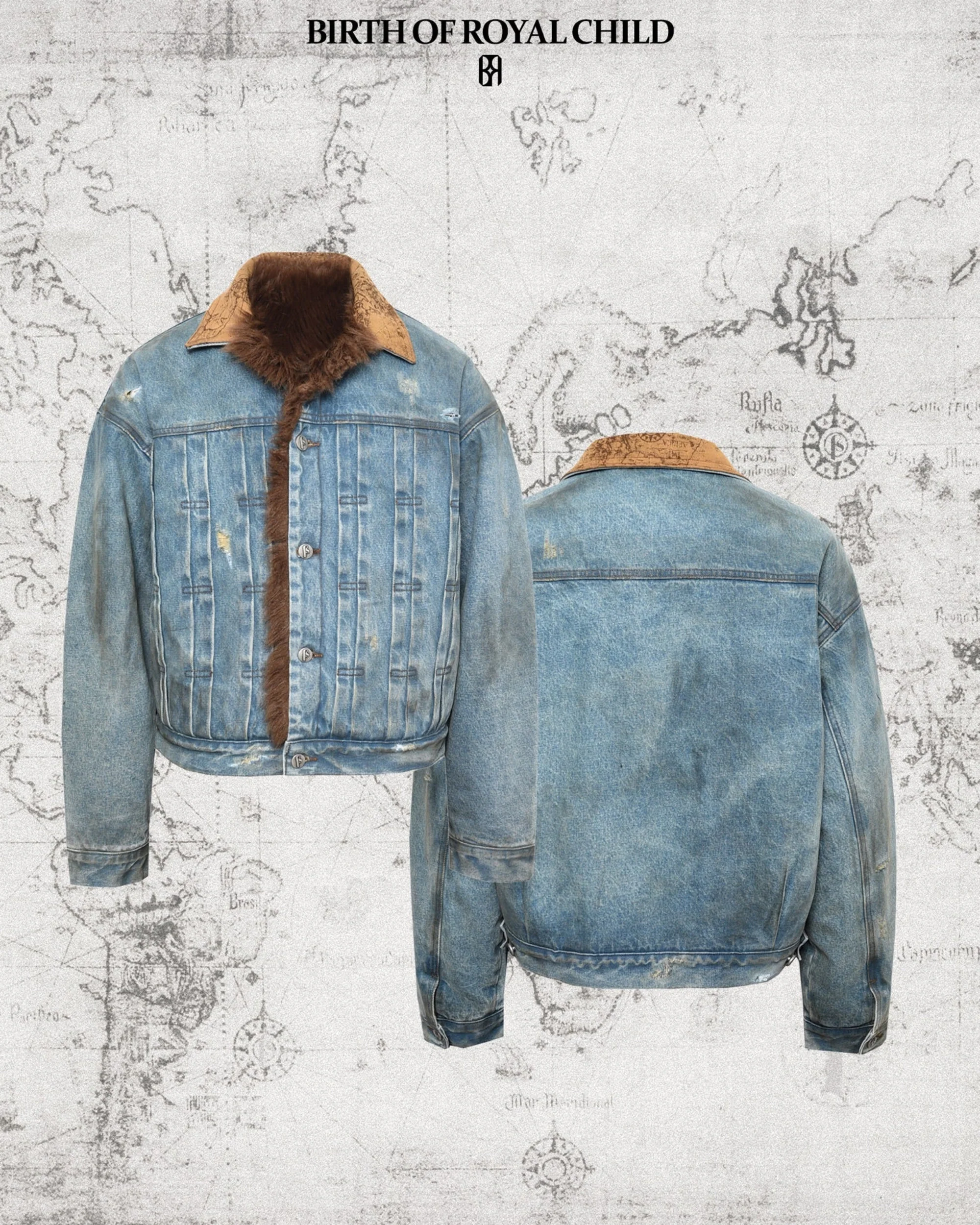 Dirty-Washed Furry Denim Jacket - Image 13