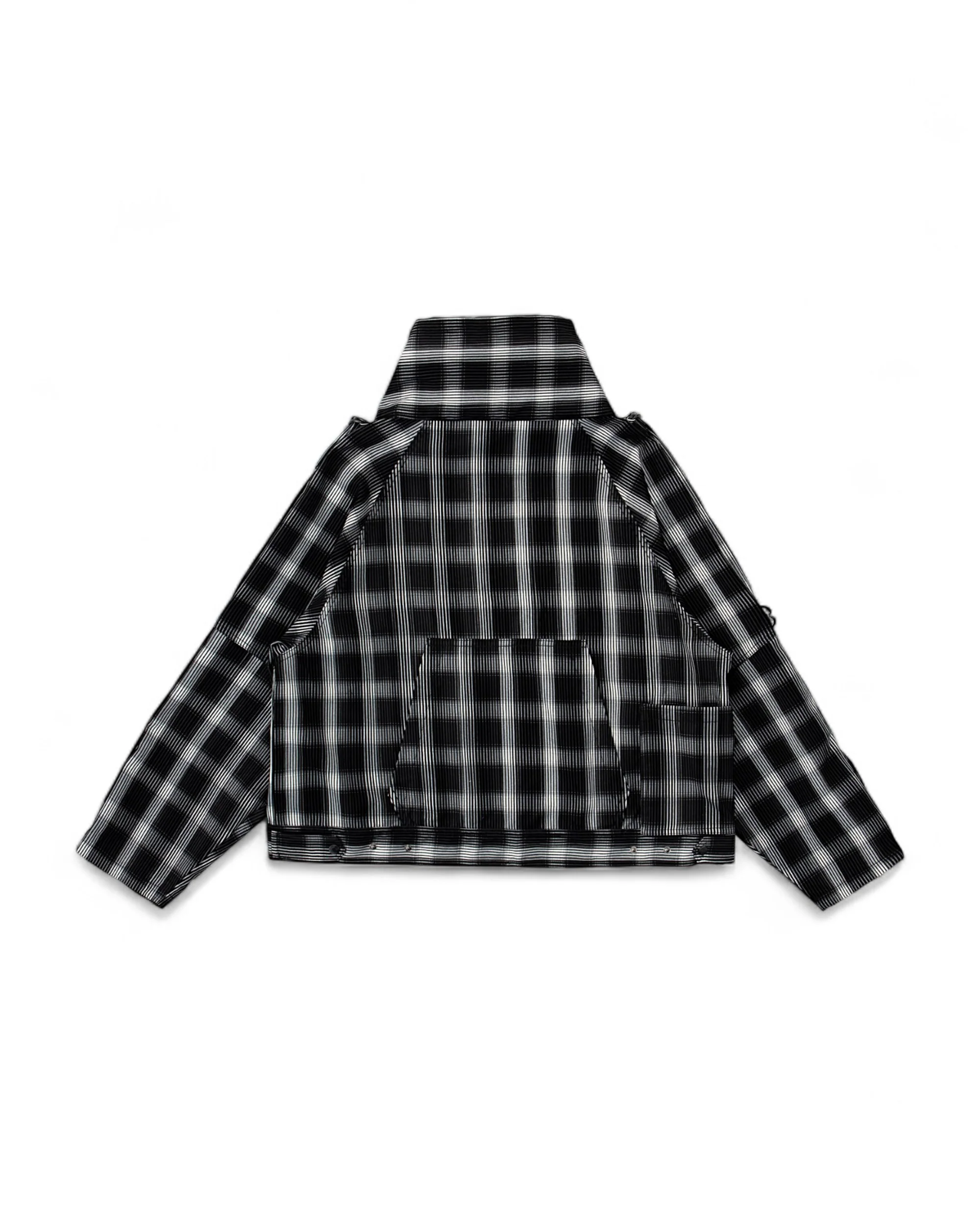 Distorted Plaid Half-Zip Pullover – Black & White, Boxy Fit - Image 2