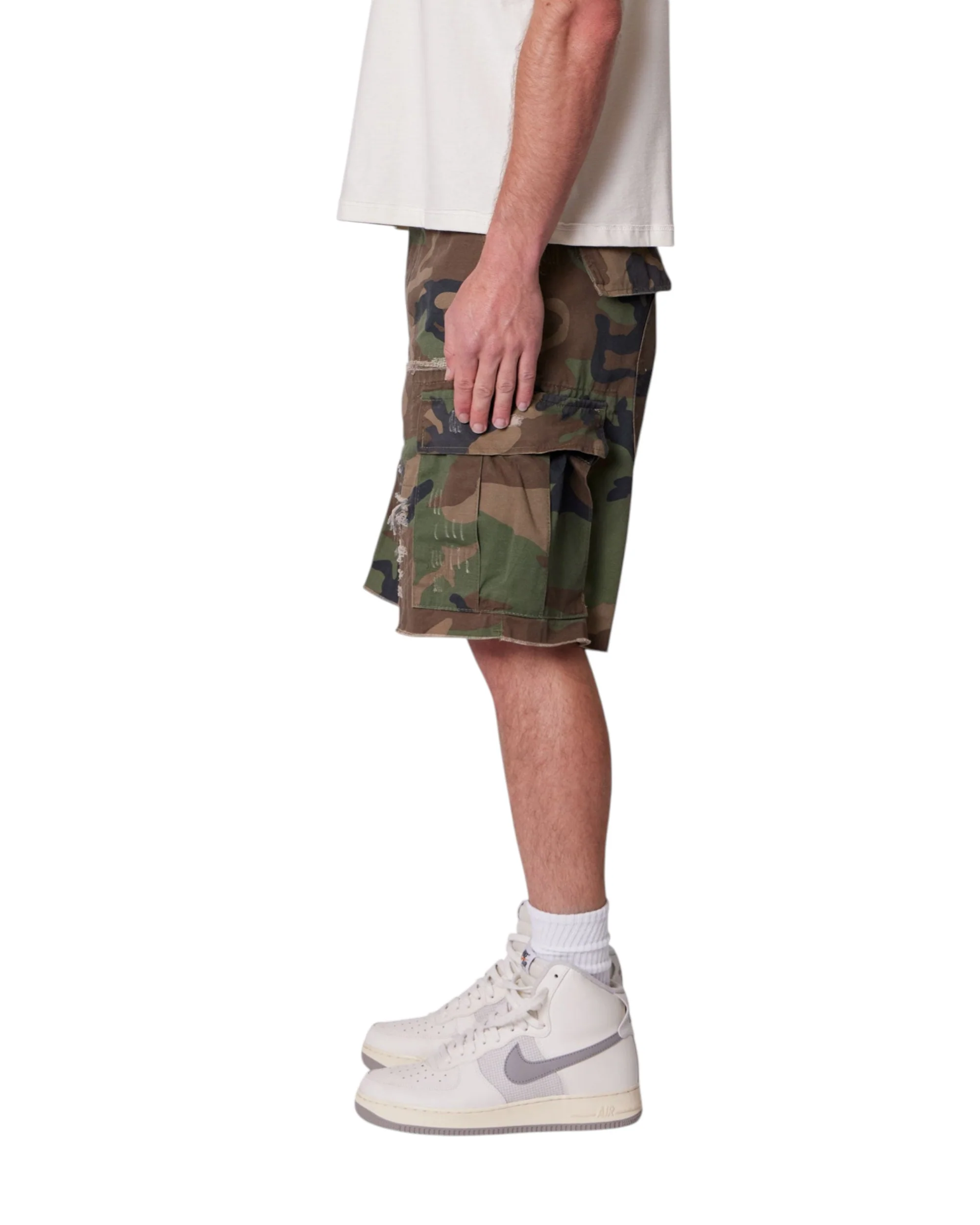 Distressed Cargo Shorts - Camo - Image 6