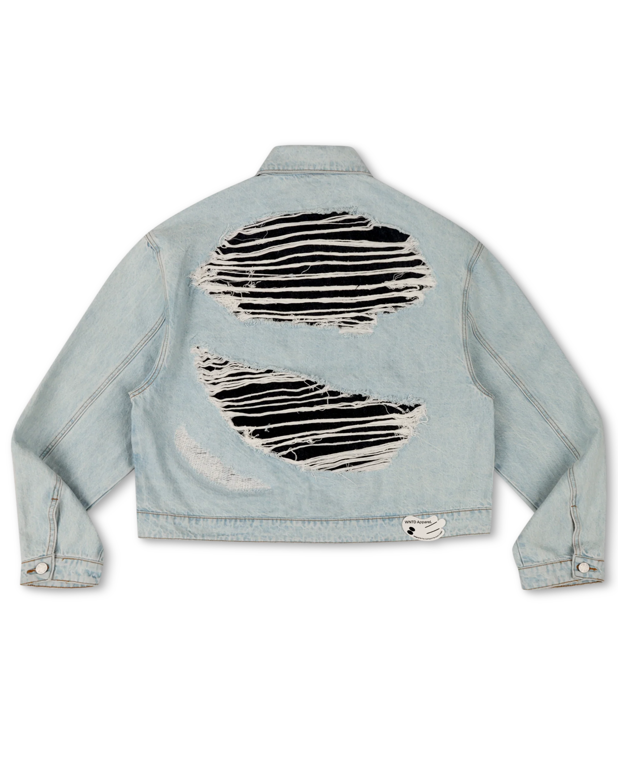 DISTRESSED DOUBLE DENIM JACKET - Image 3