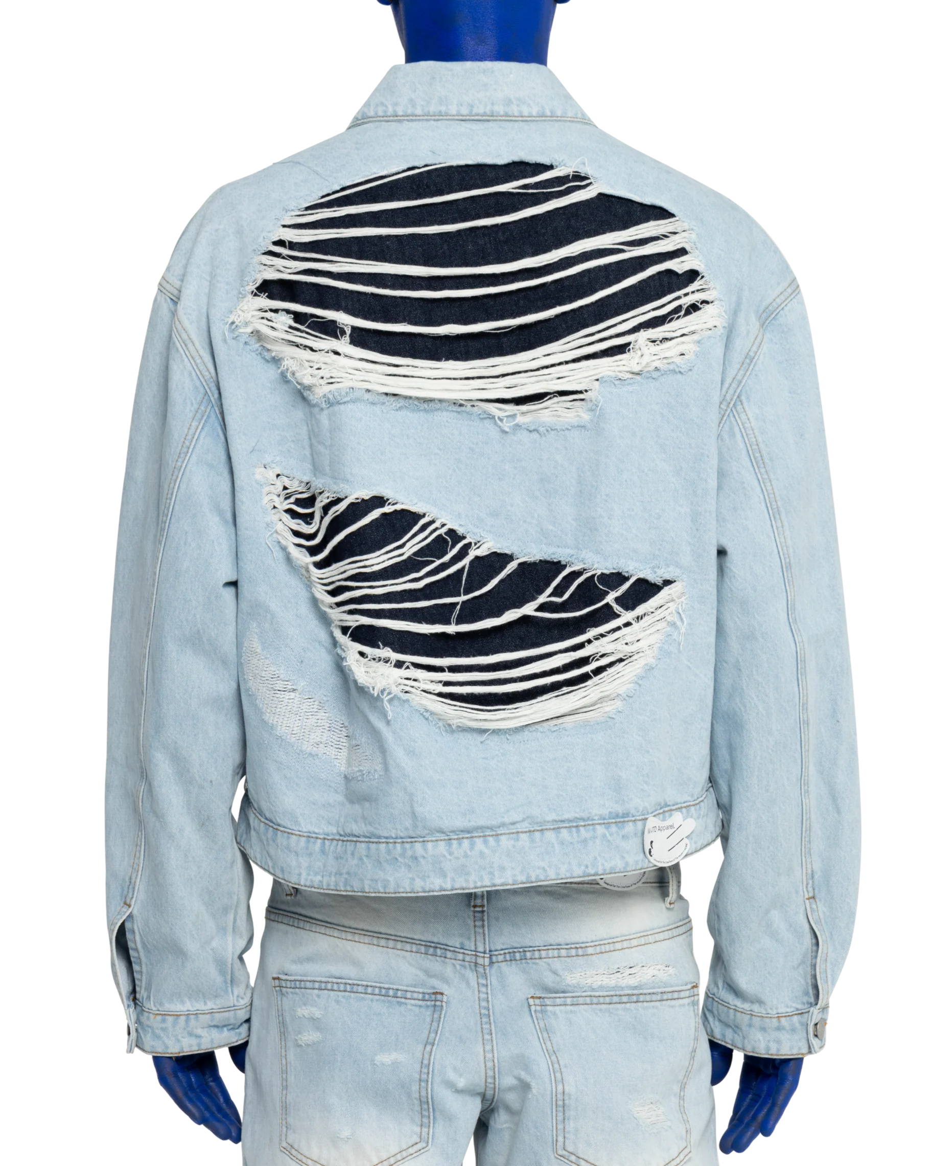 DISTRESSED DOUBLE DENIM JACKET - Image 5
