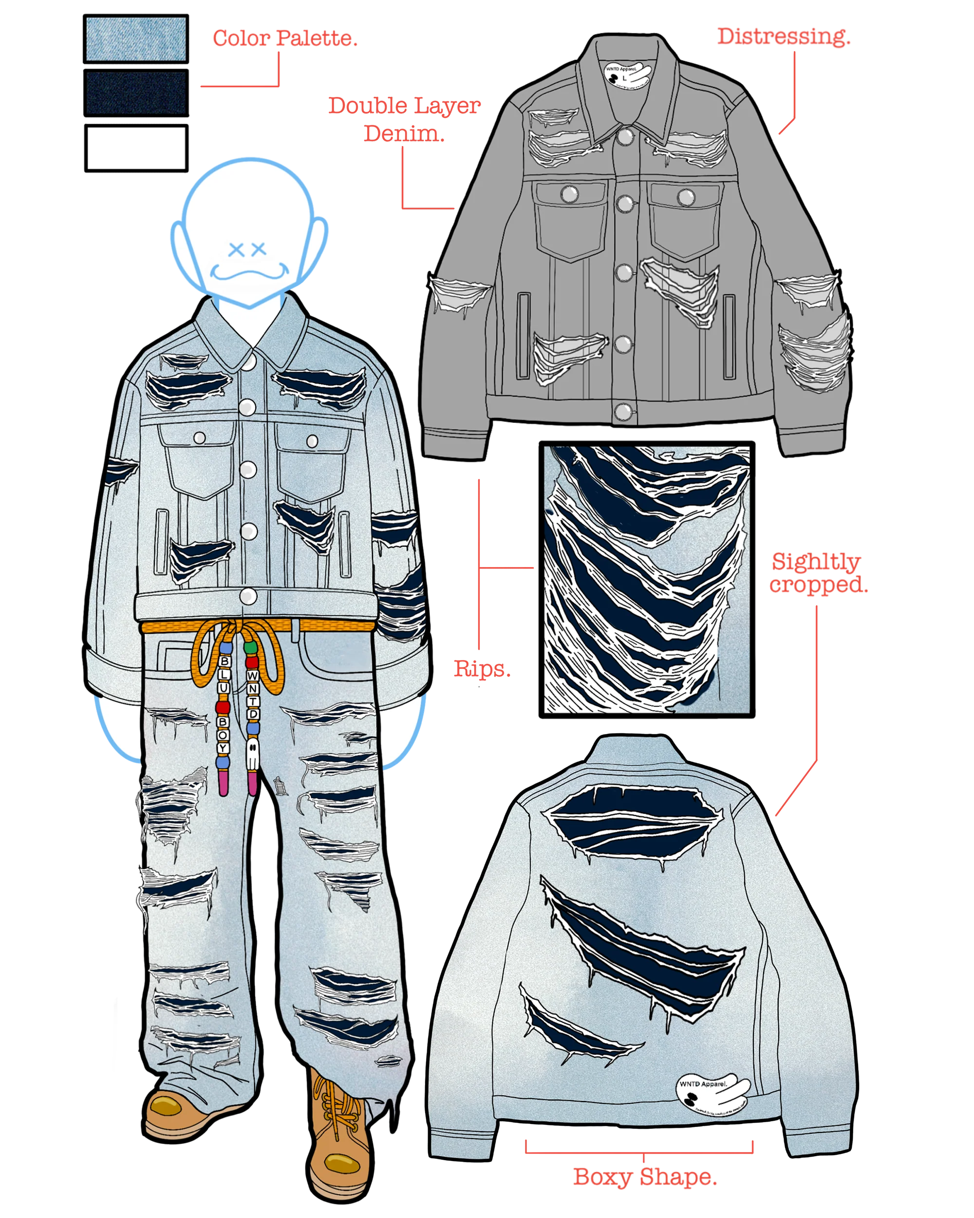 DISTRESSED DOUBLE DENIM JACKET - Image 7