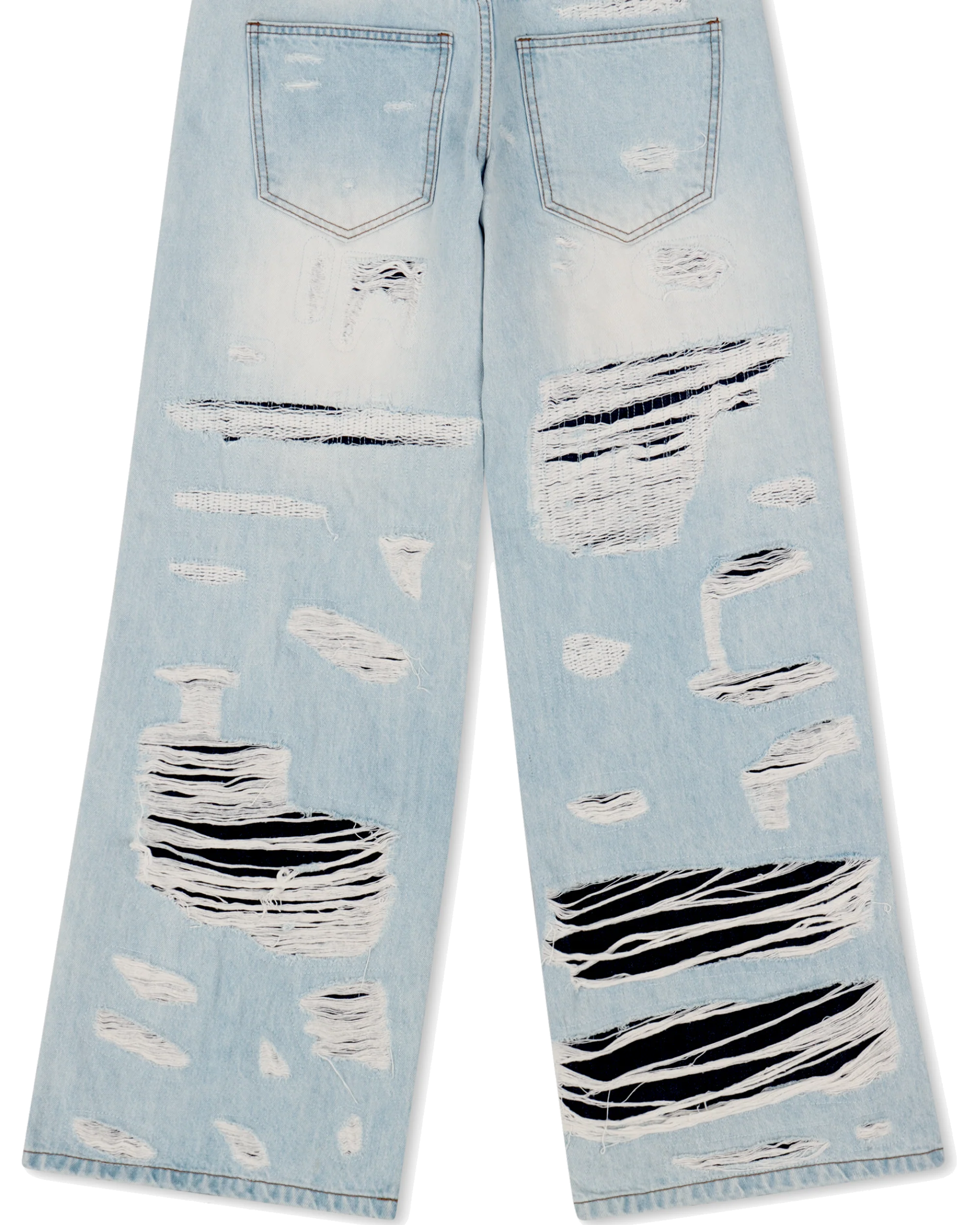 DISTRESSED DOUBLE DENIM PANTS - Image 3