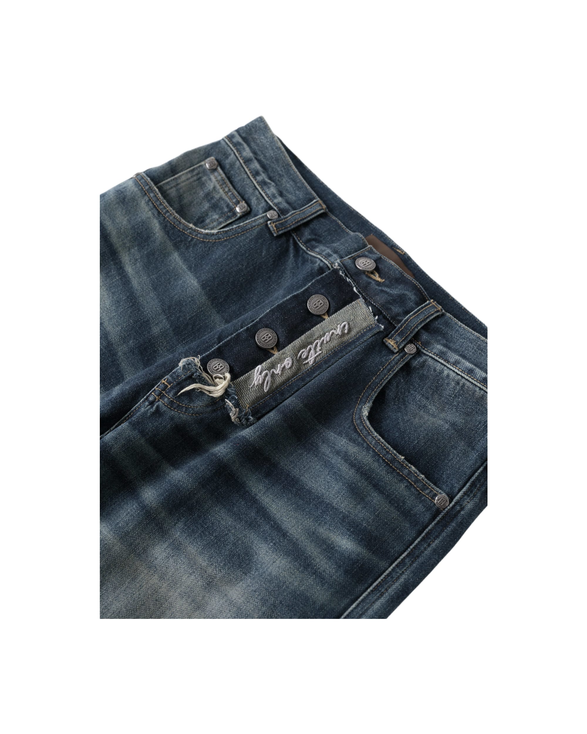 Distressed Embroidery Bootcut Denim - Image 4