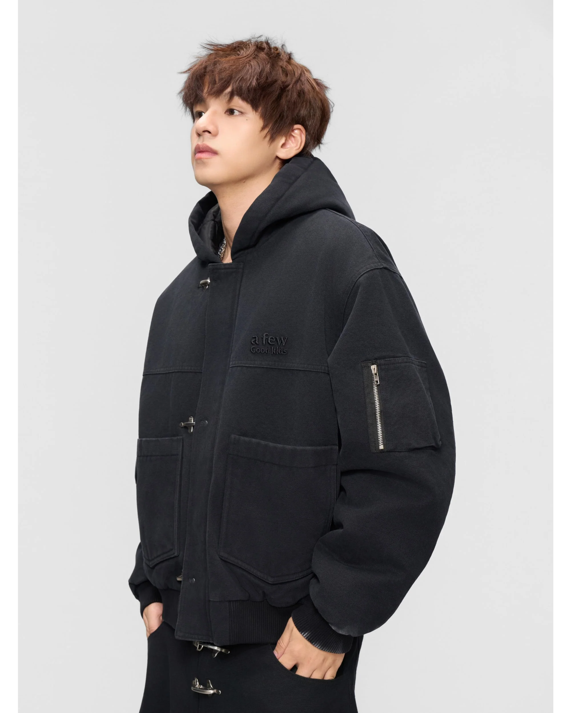 Canvas Clasp Hooded Jacket - Image 2