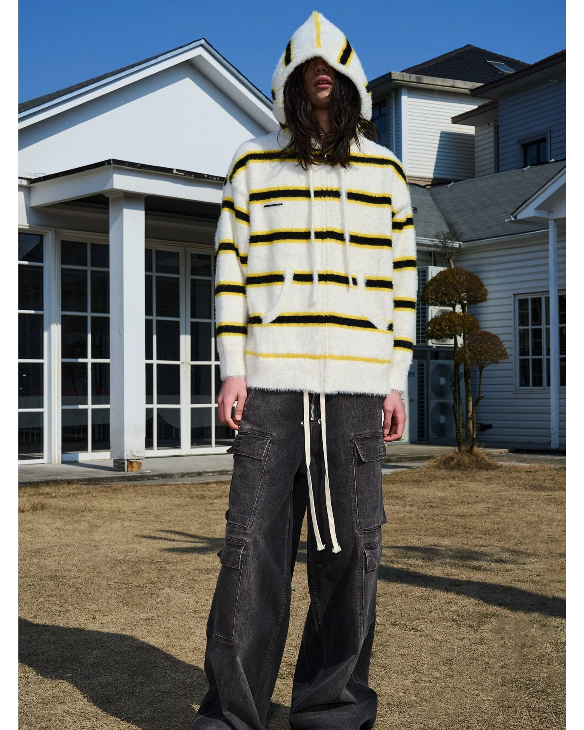 (AFGK) Stripe hooded jumper - Image 2