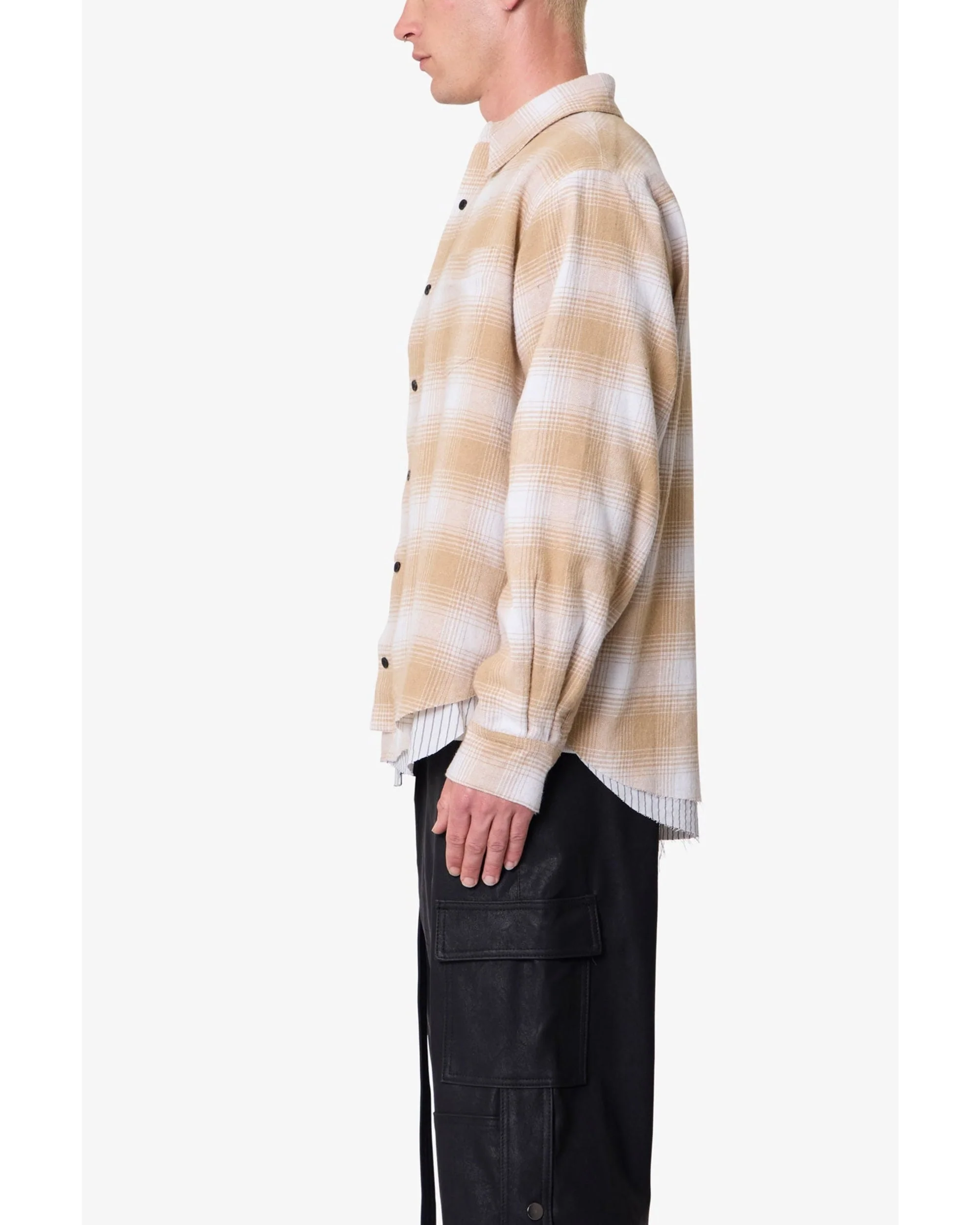 Double Layered Vintage Shirt - Tan - Image 6