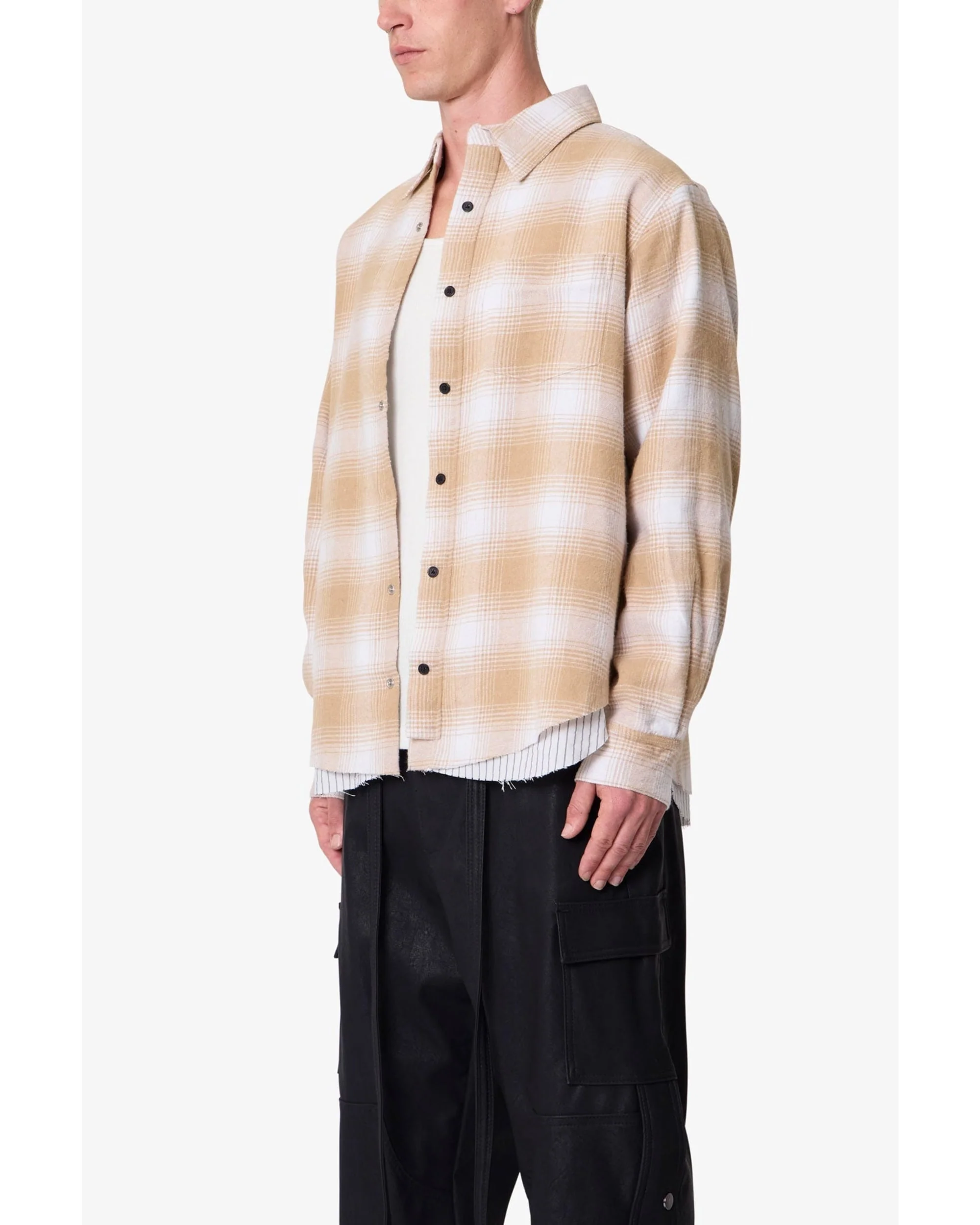 Double Layered Vintage Shirt - Tan - Image 7