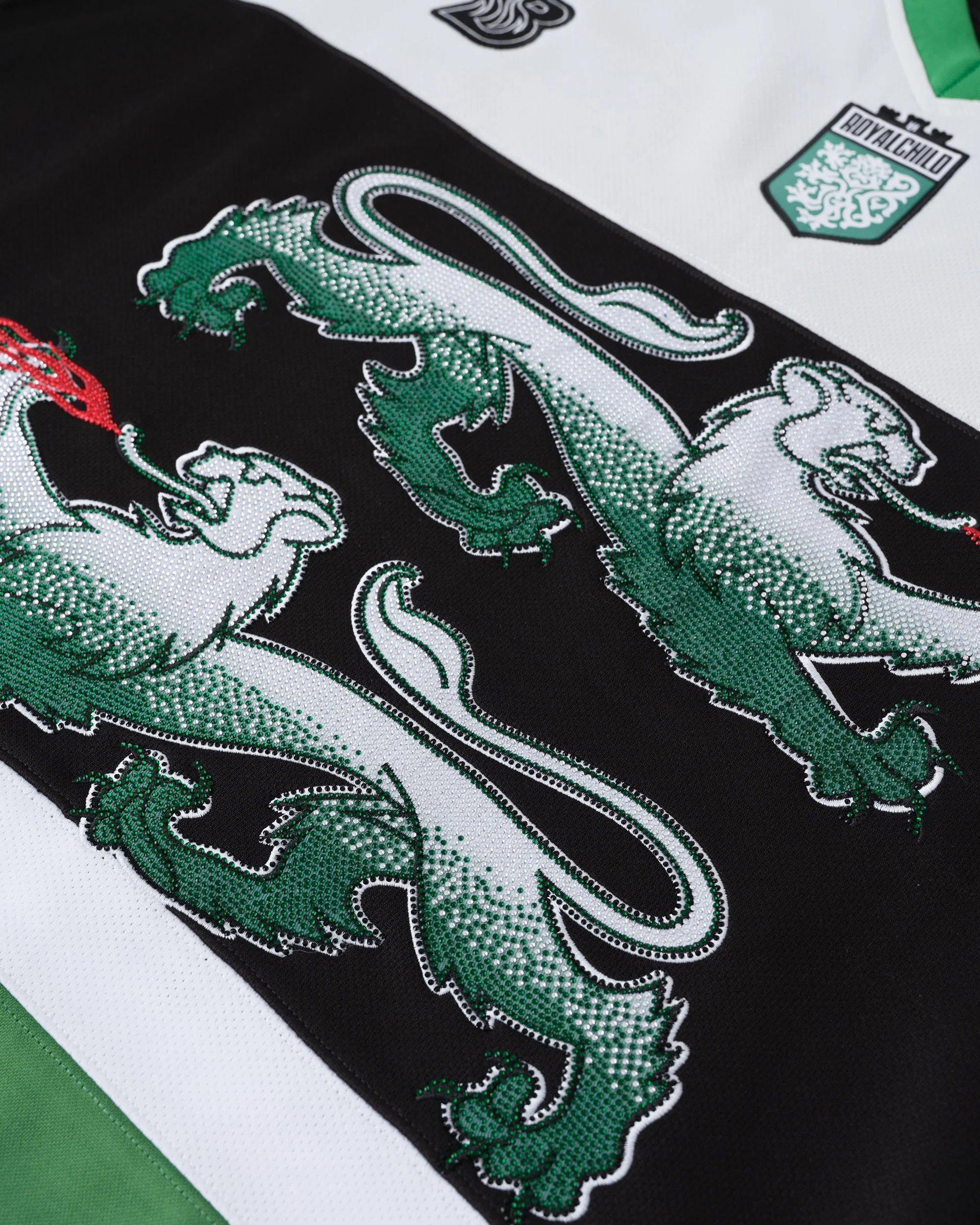 Double Lion Rhinestone Jersey in GREEN - Image 9