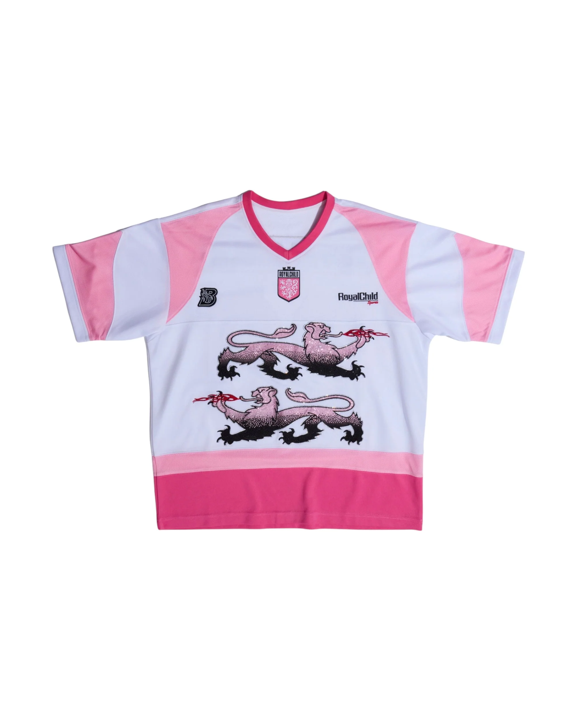 Double Lion Rhinestone Jersey in PINK