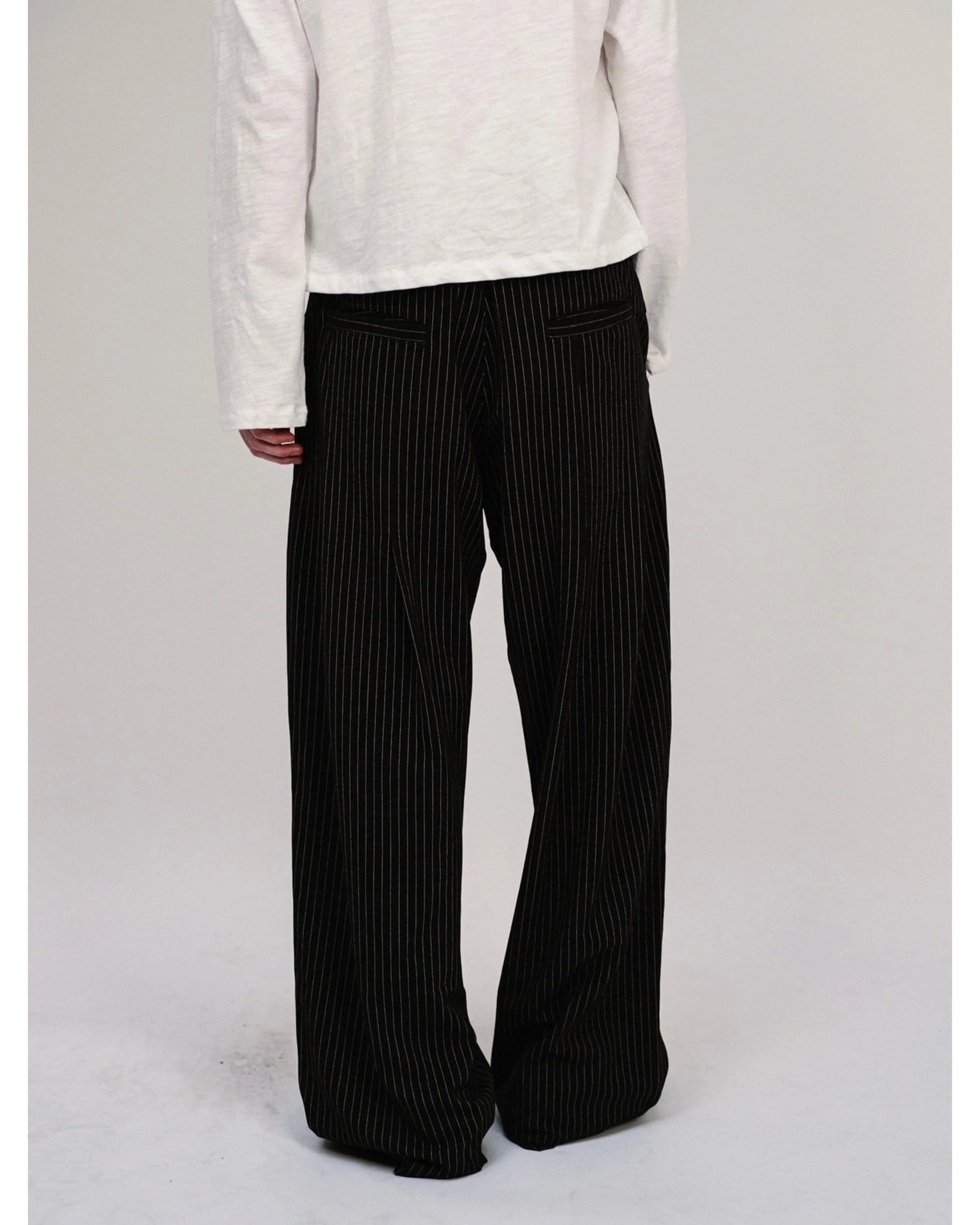 Double Pleated Trousers - Pinstripe - Image 3