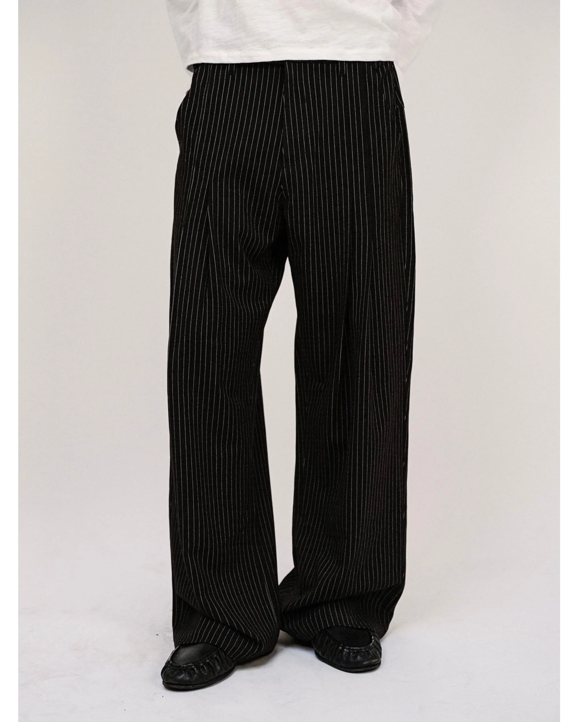 Double Pleated Trousers - Pinstripe - Image 5