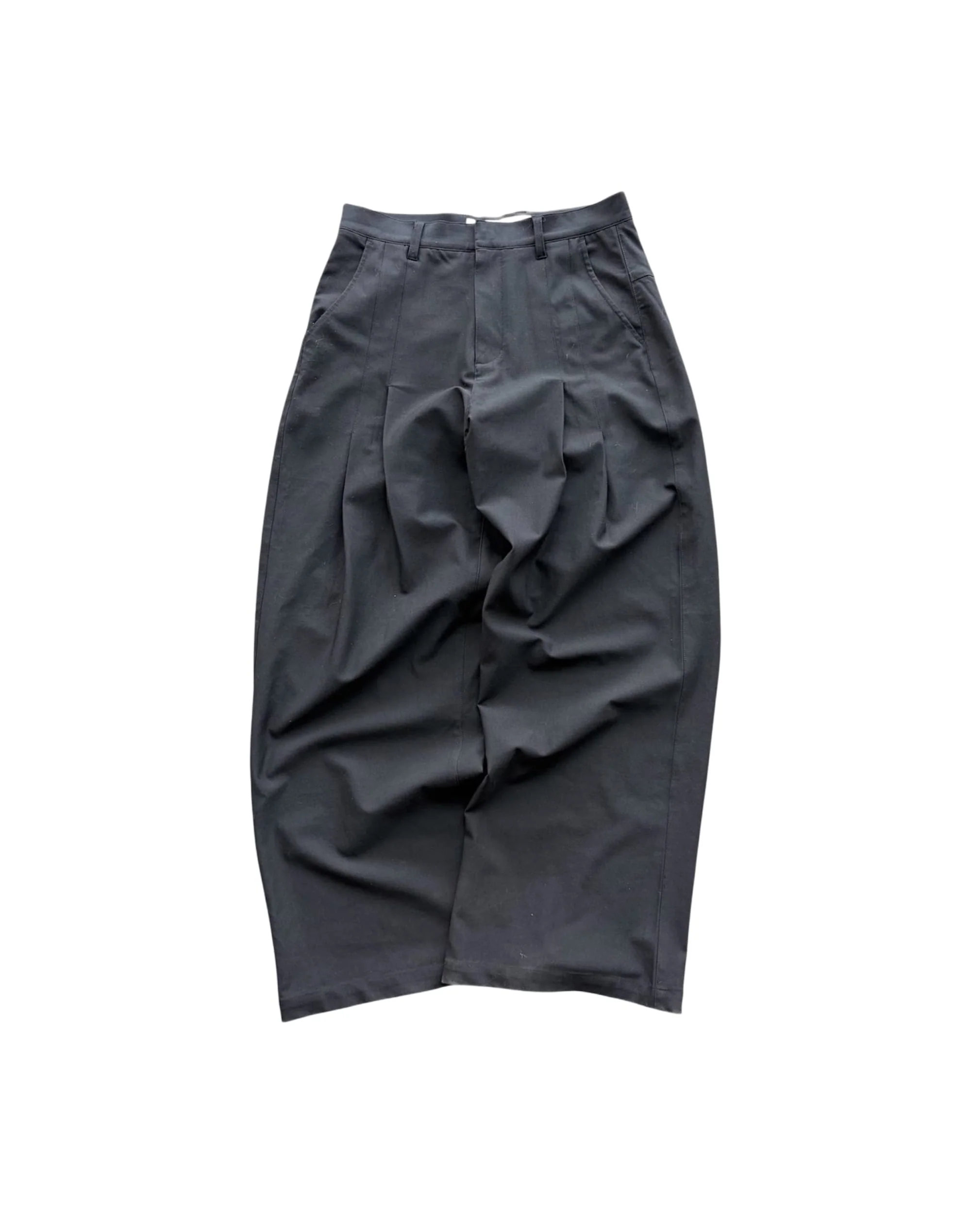 Double Pleated Wide Leg Trousers - Black