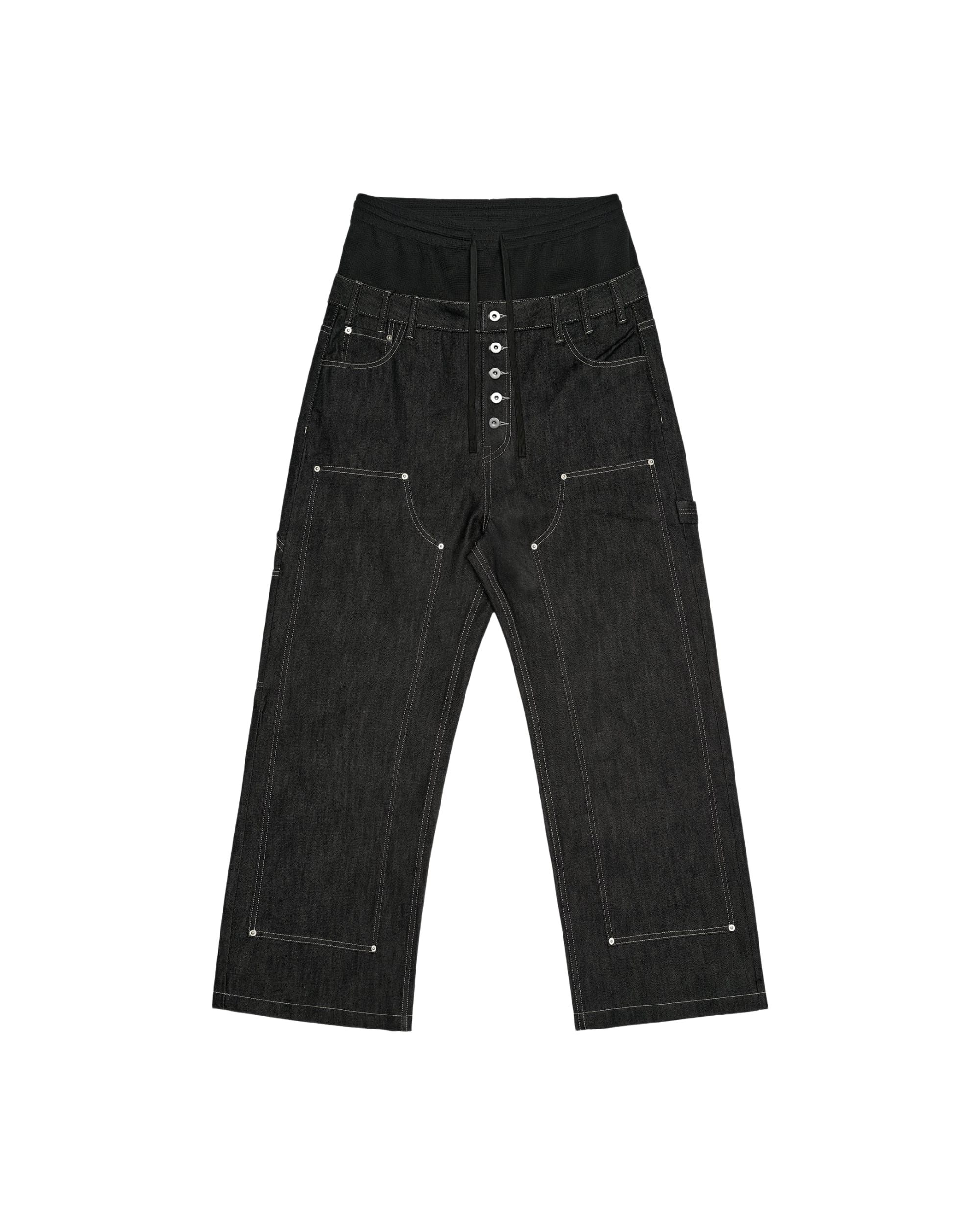 DOUBLE-WAIST RAW DENIM JEANS - Image 6