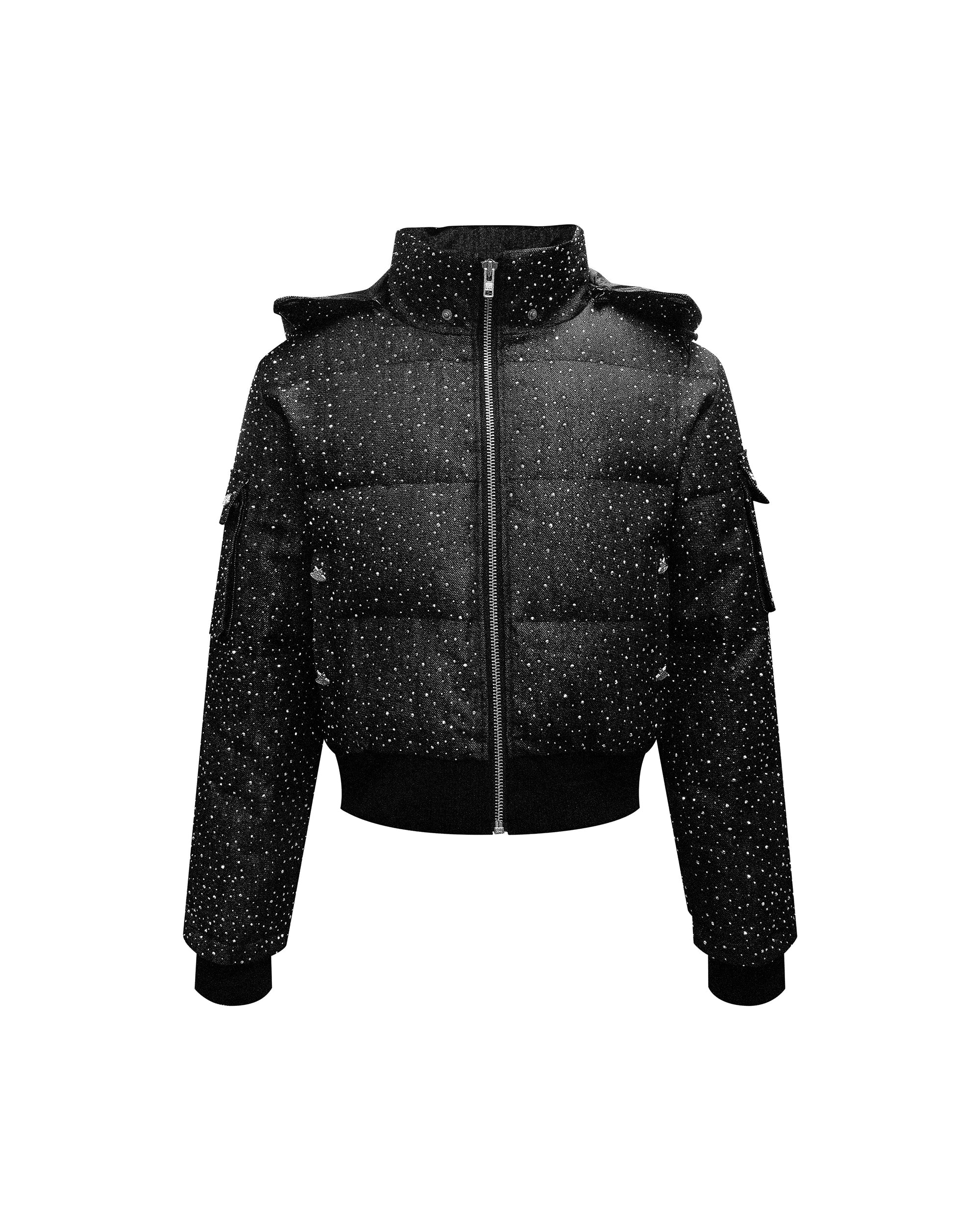 "DRKCRYSTL" DENIM PUFFER