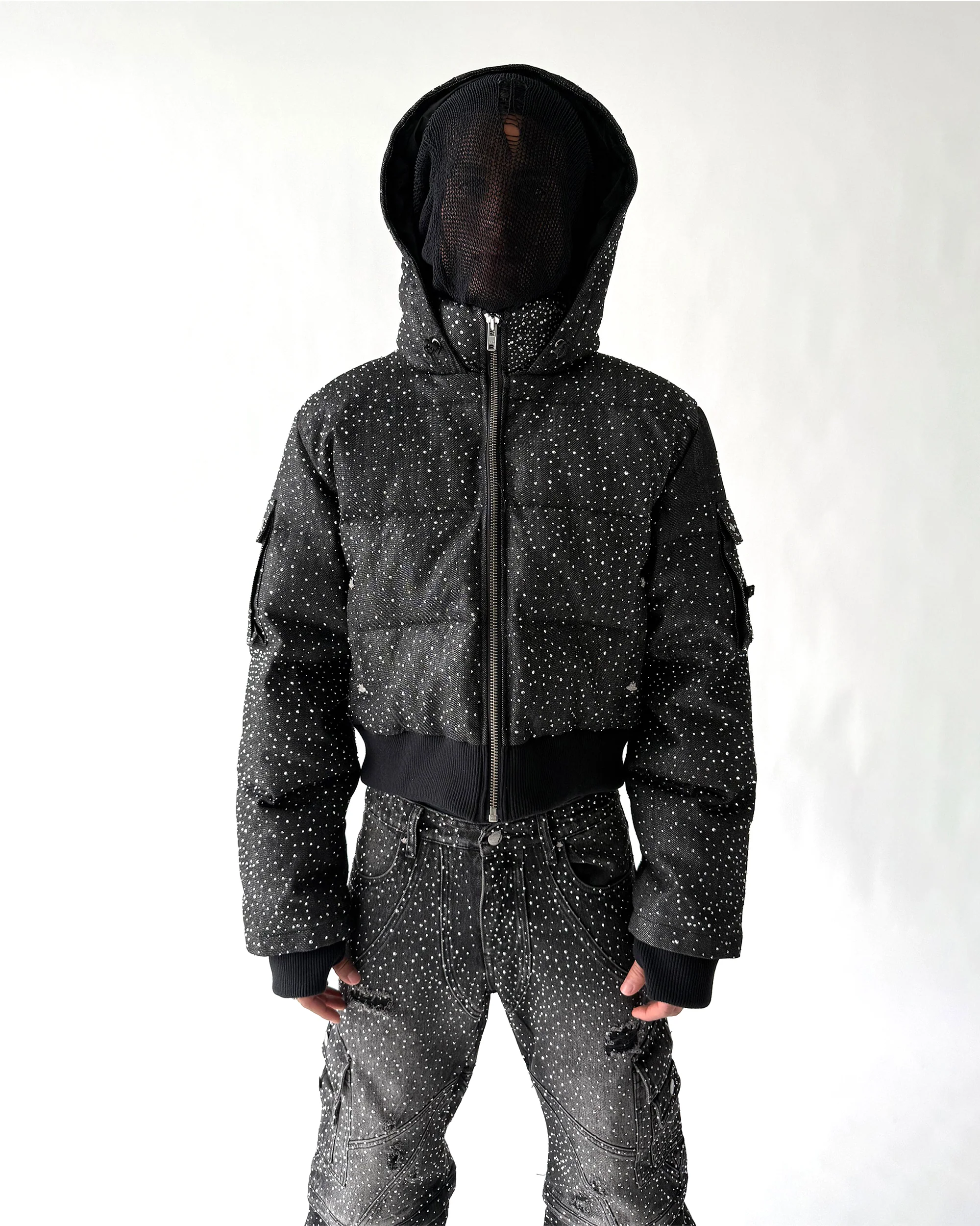 "DRKCRYSTL" DENIM PUFFER - Image 6