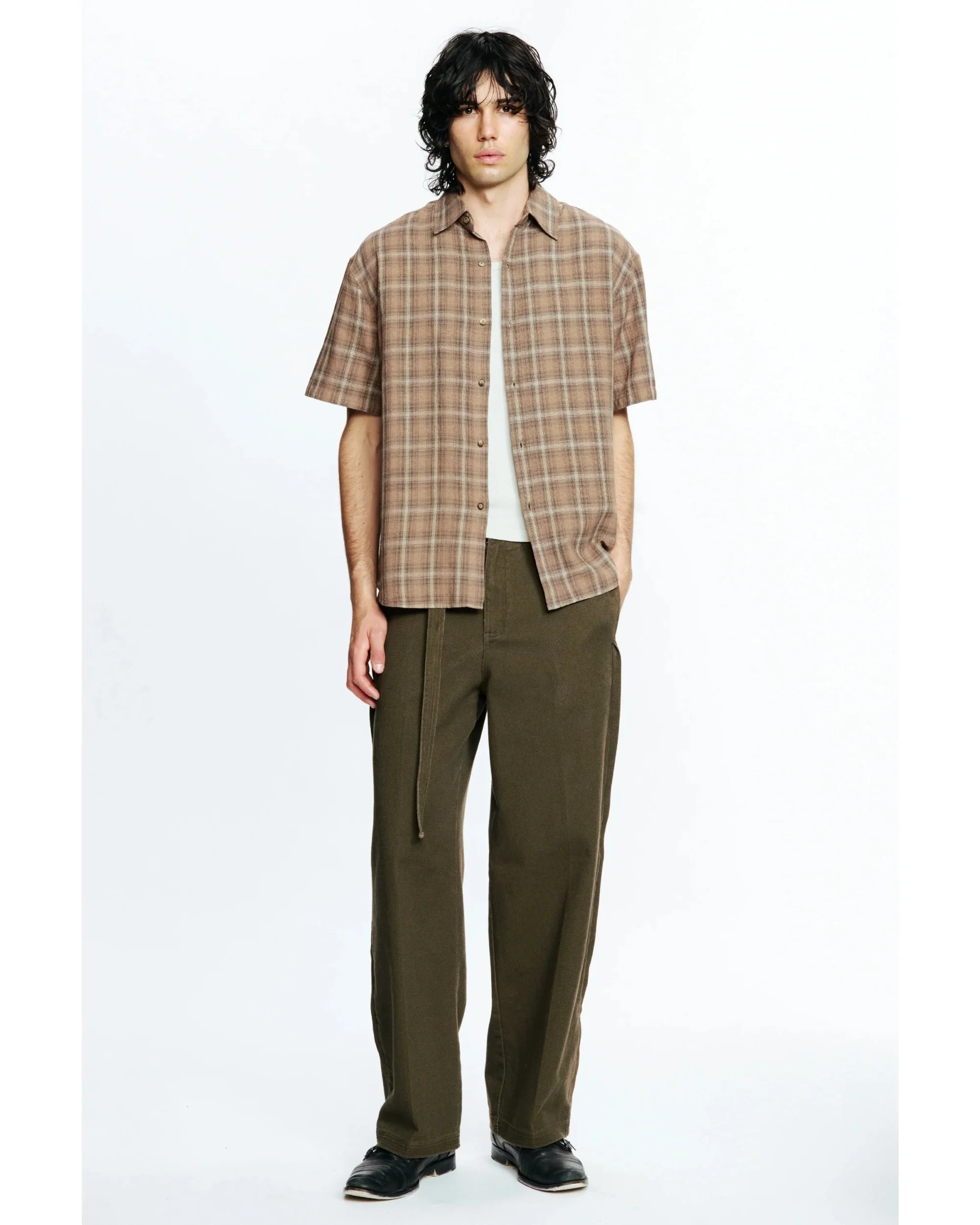 DROP SS SHIRT - BROWN CHECK - Image 3