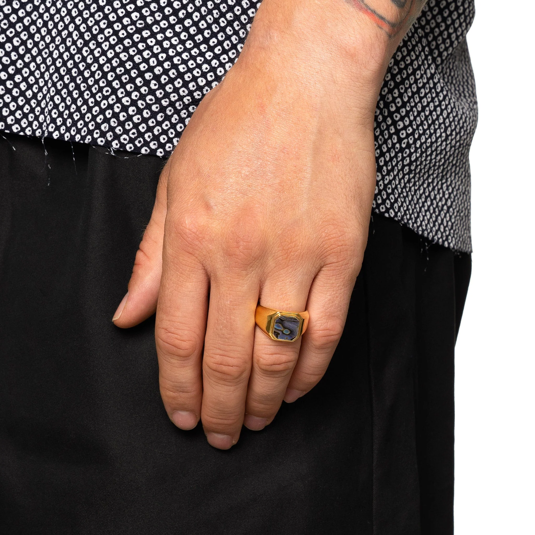 Duppy Signet Ring 14K/Abalone - Image 10