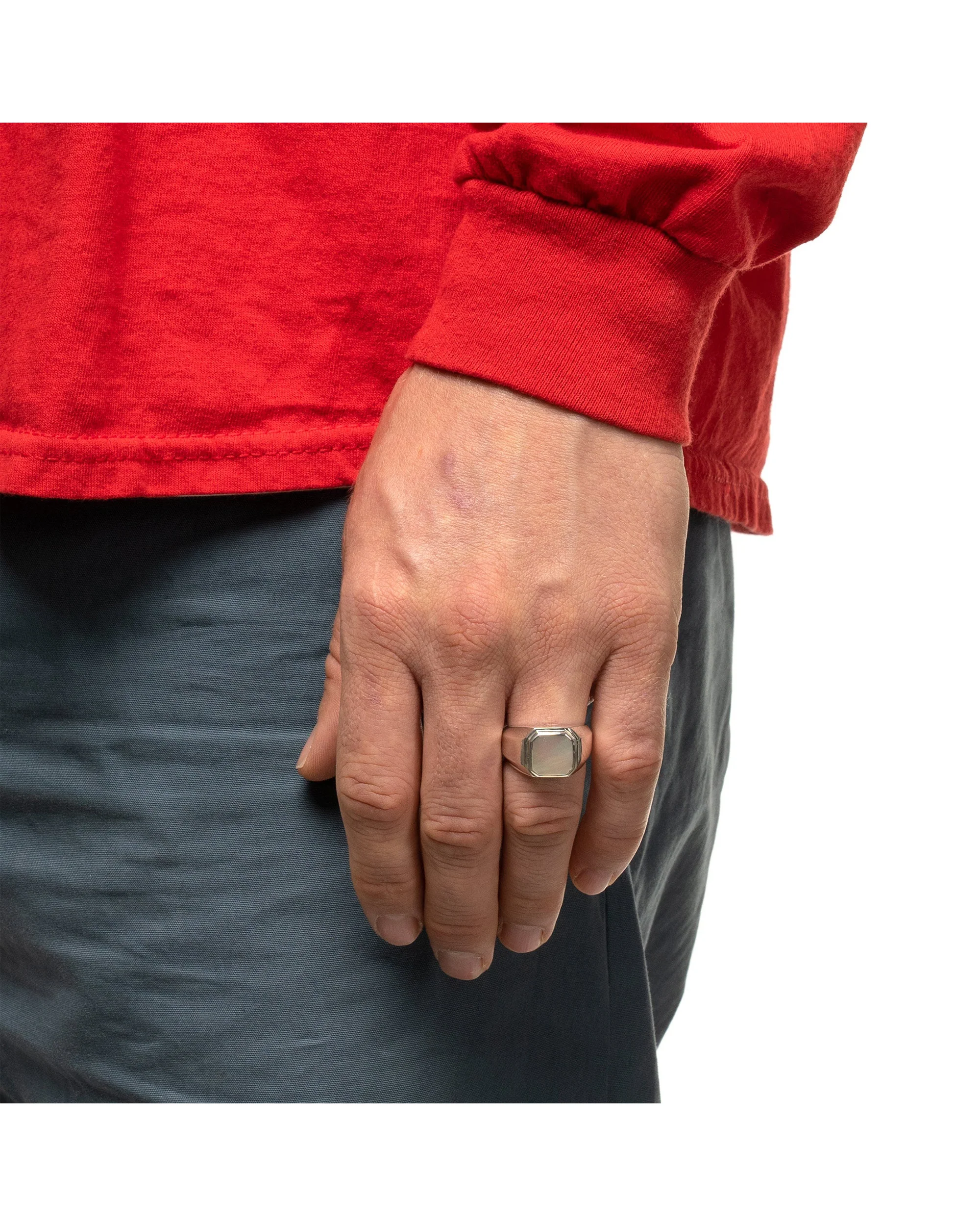 Duppy Signet Ring Silver/Mother of Pearl - Image 6