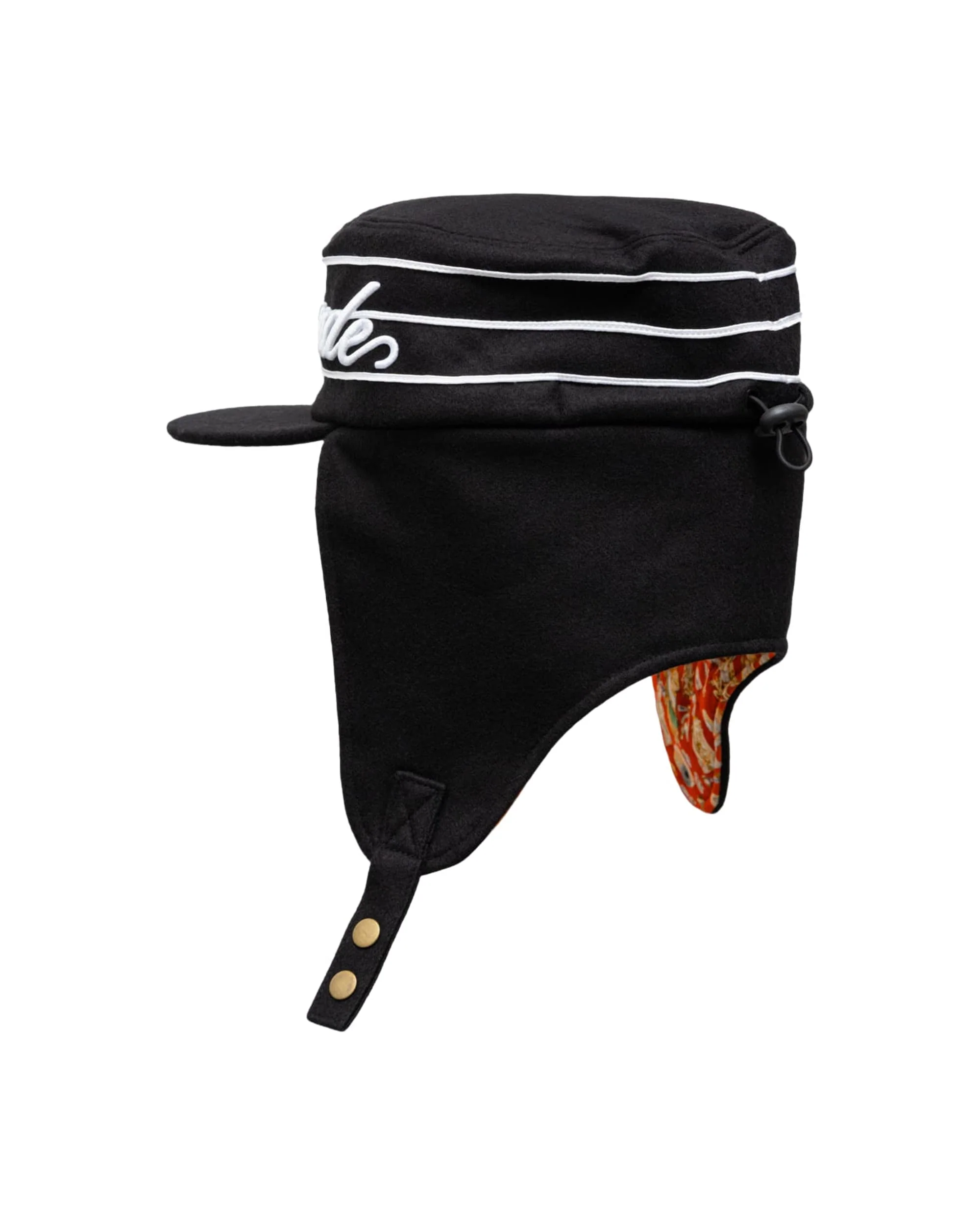 Ear Flap Script Pillbox Hat - Image 3