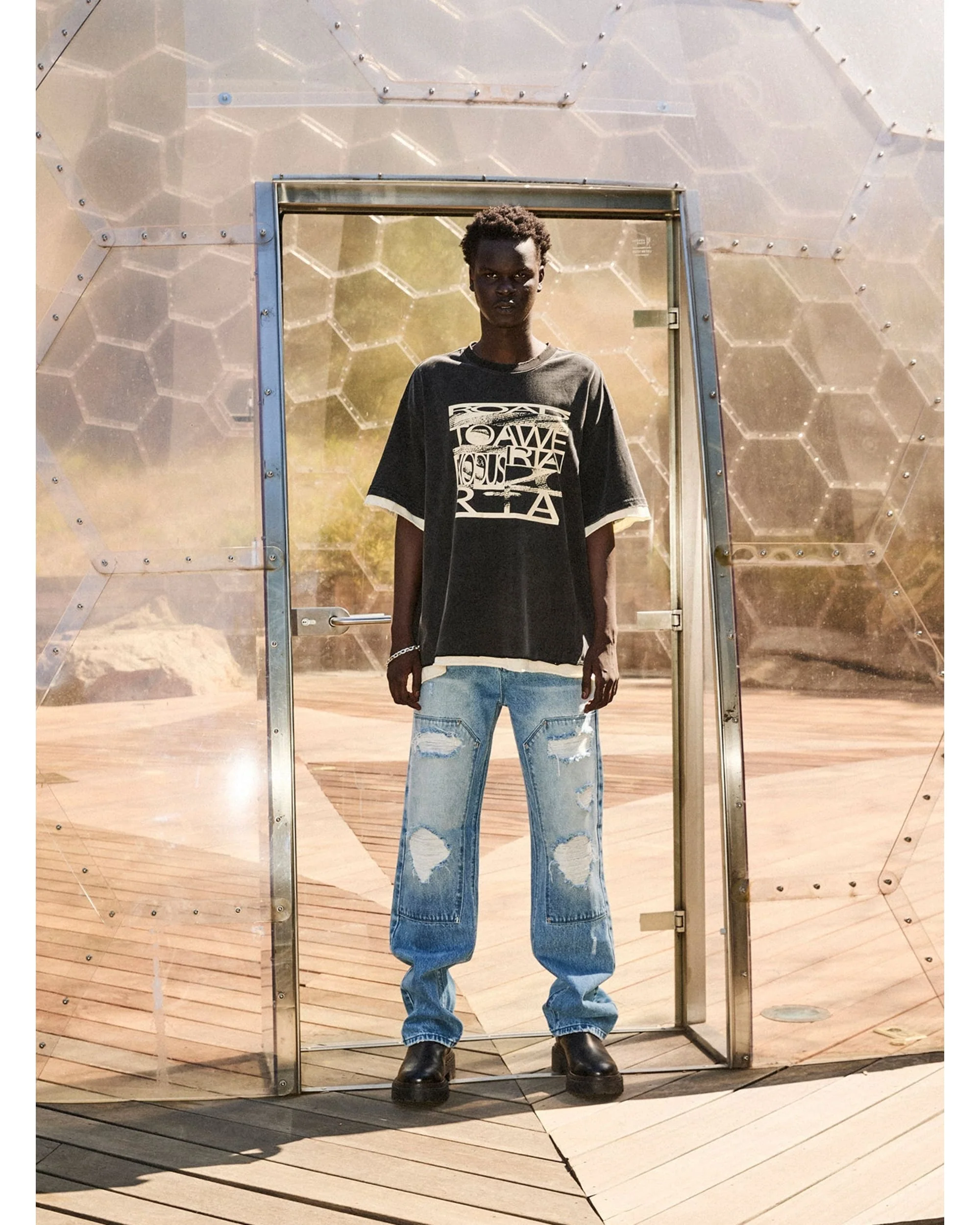 ELIAN DOUBLE LAYERED TEE | BLACK EXODUS - Image 5