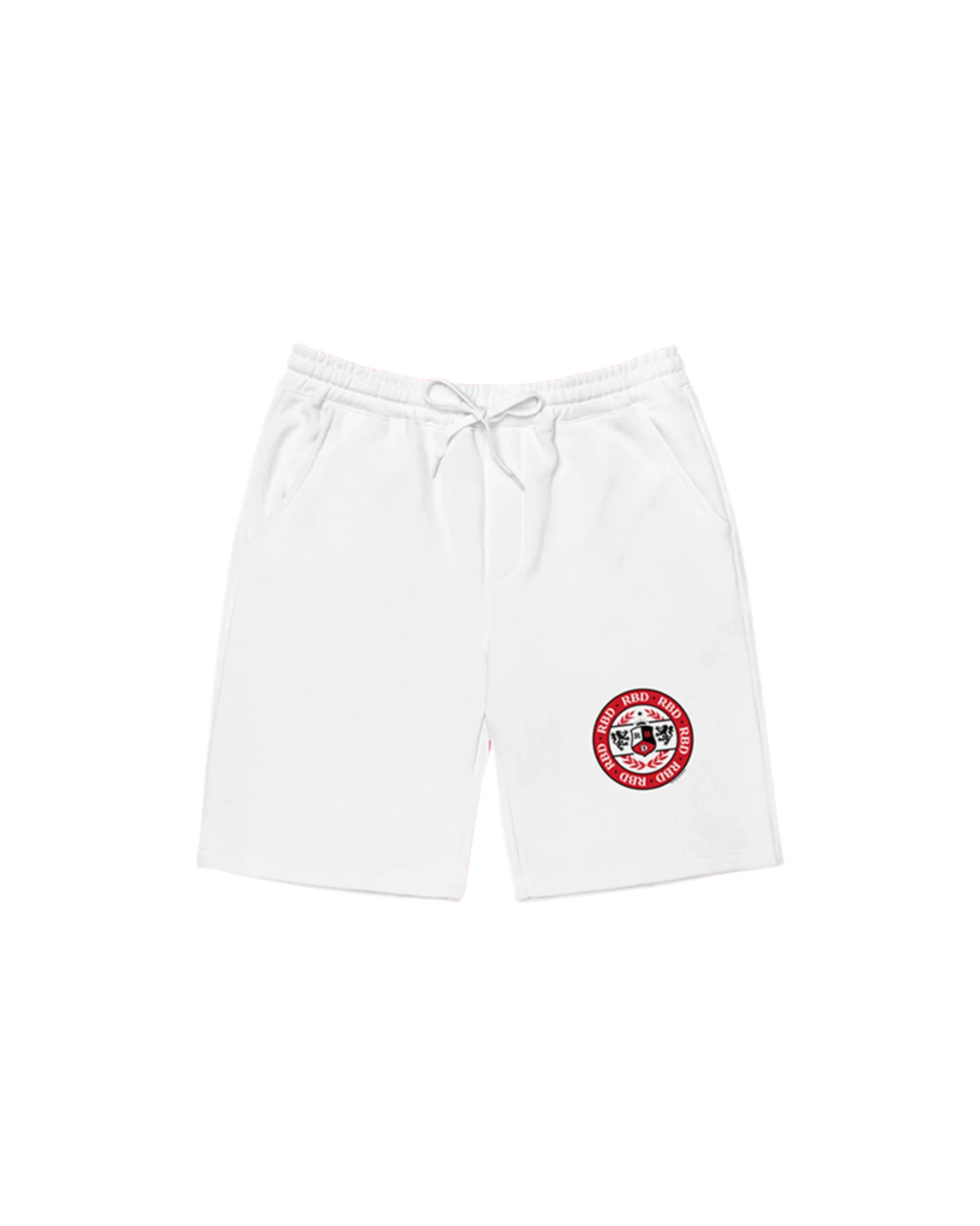 Emblem White Fleece Shorts