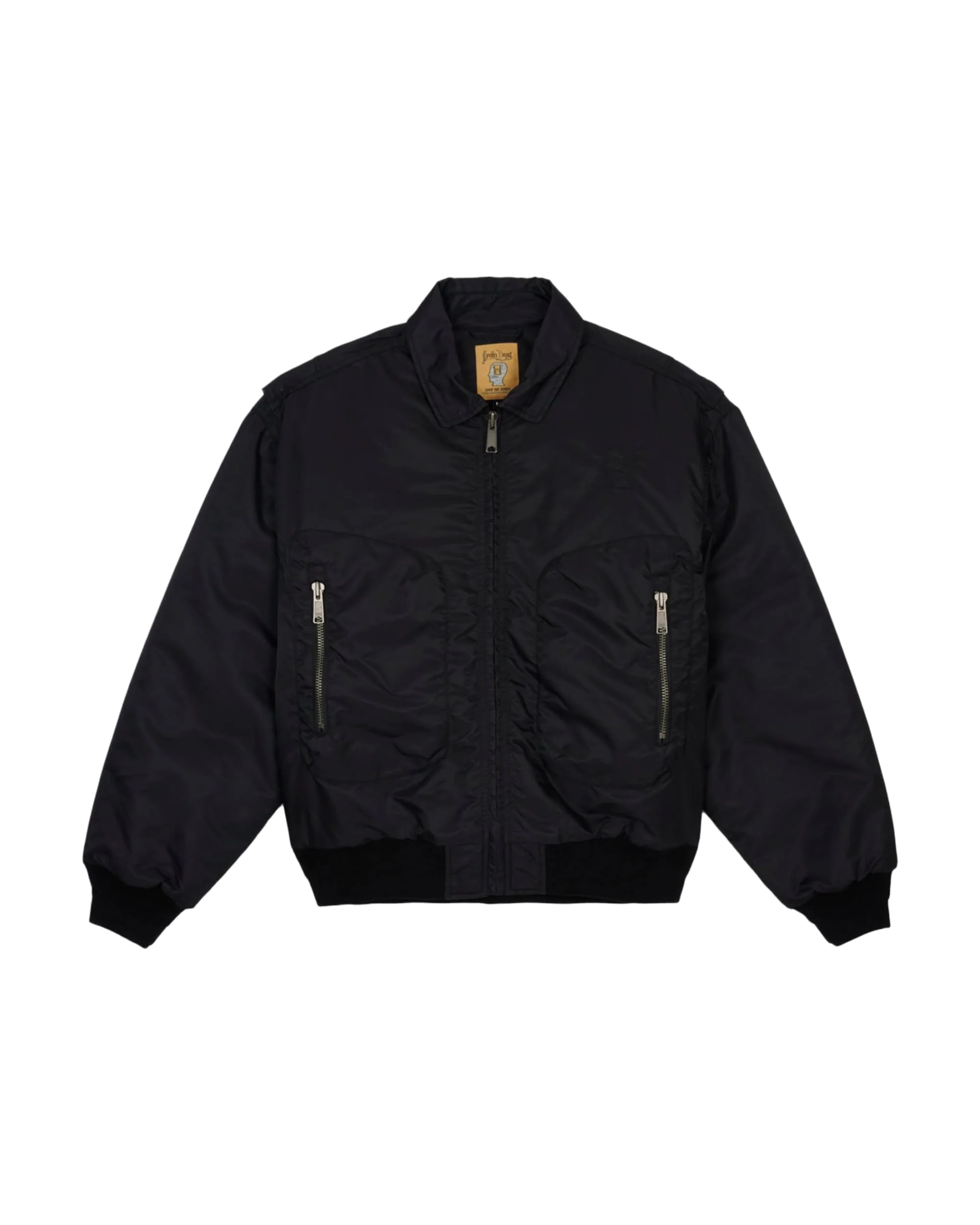 Embroidered 3D Flight Jacket  - Black