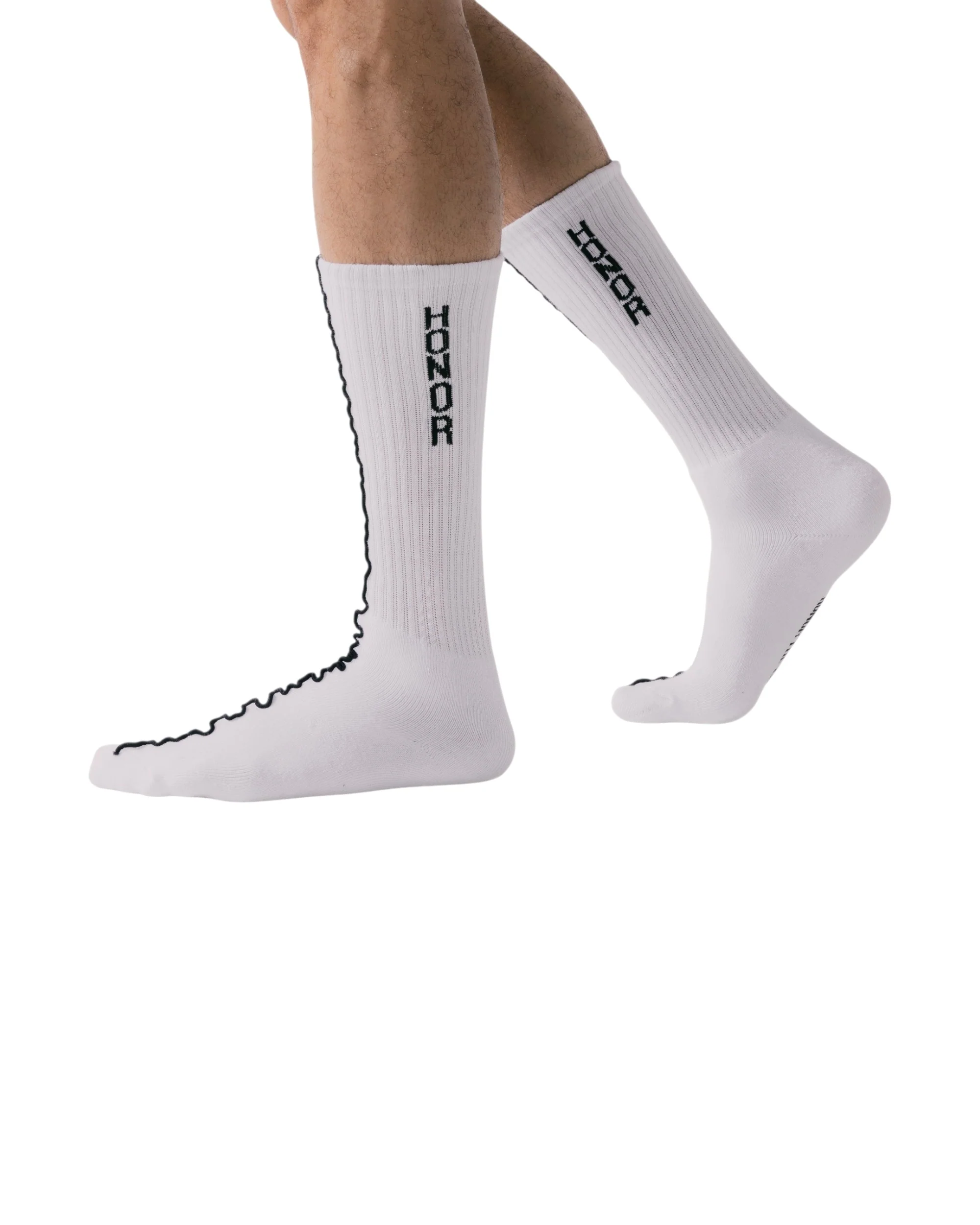 Embroidery Edge Ribbed Sock - White - Image 2