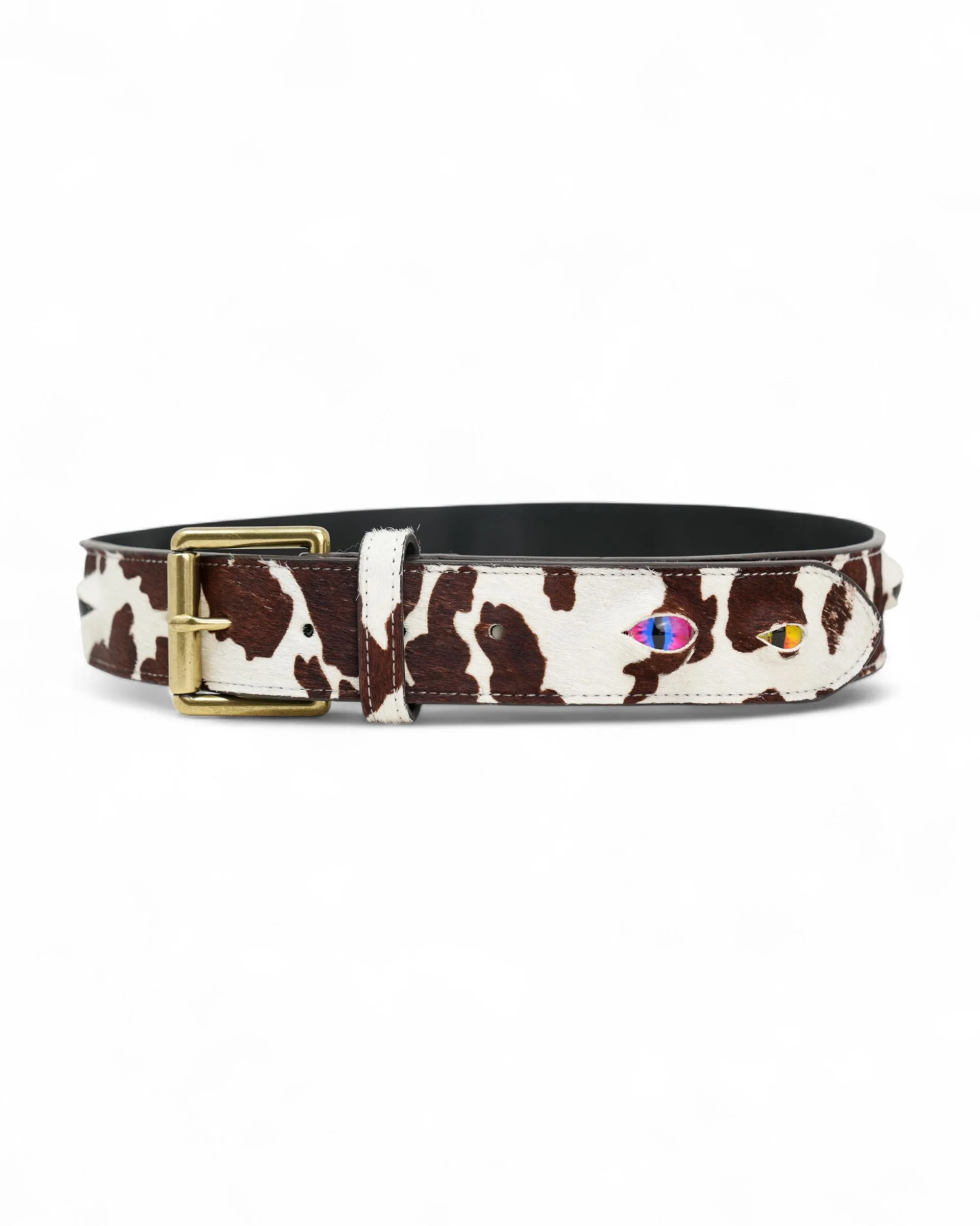 Eyeball Belt - Brown Cow Print