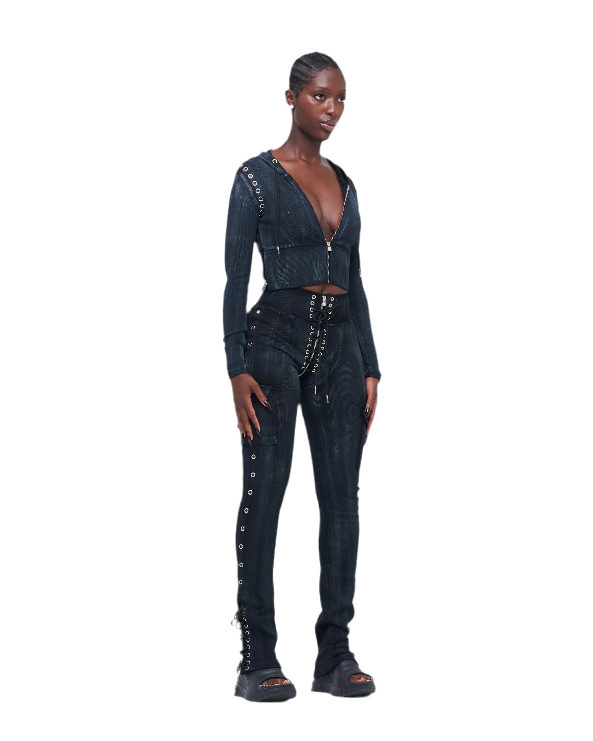 EYELET UZIP PANTS - Image 4