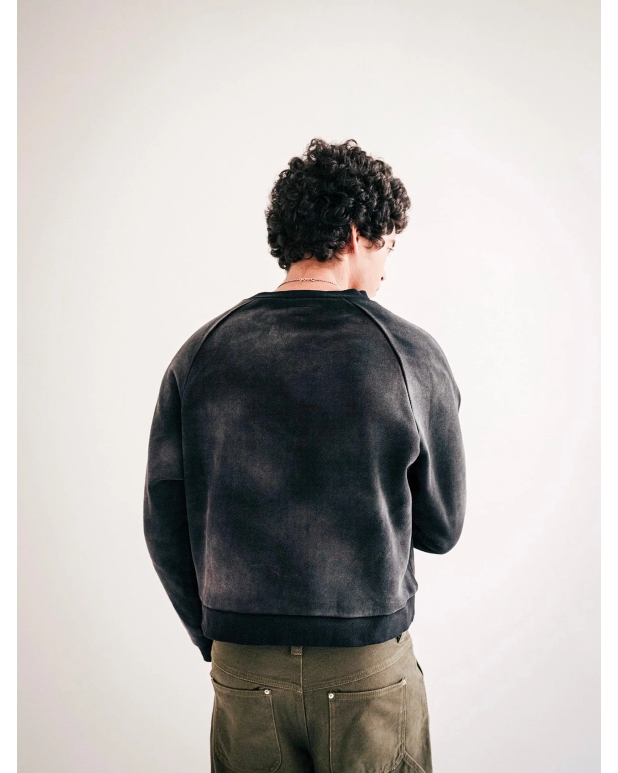 Faded Raglan Crewneck - Black - Image 2