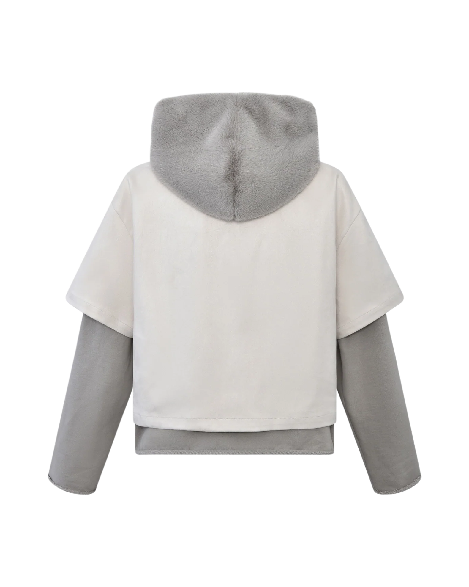 Faux Fur Hat Layered Hoodie - Image 3