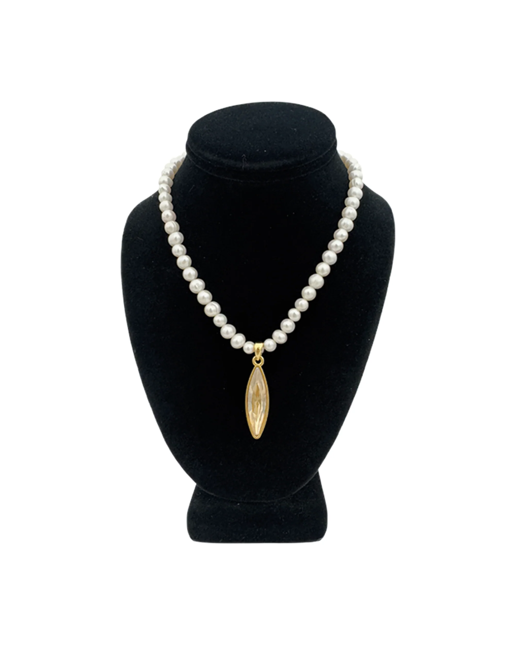 Feather Necklace -Pearl / Gold - Image 4