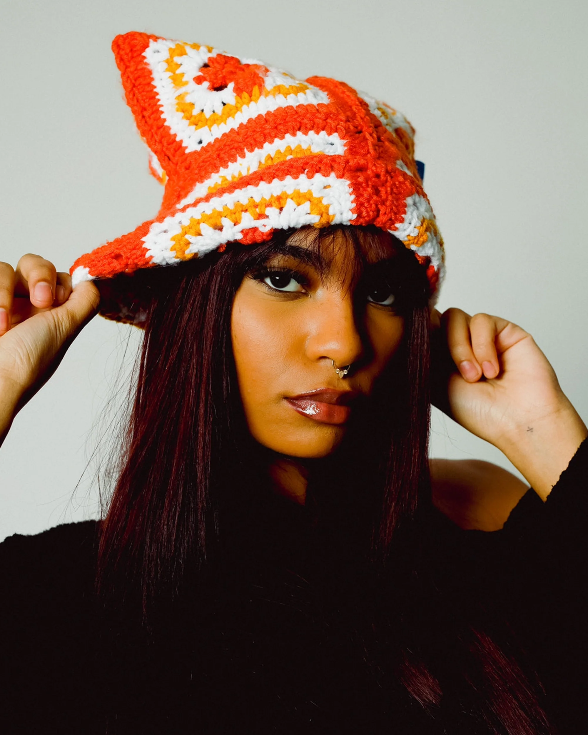 Fiery Cross Crochet Cat Hat - Image 2
