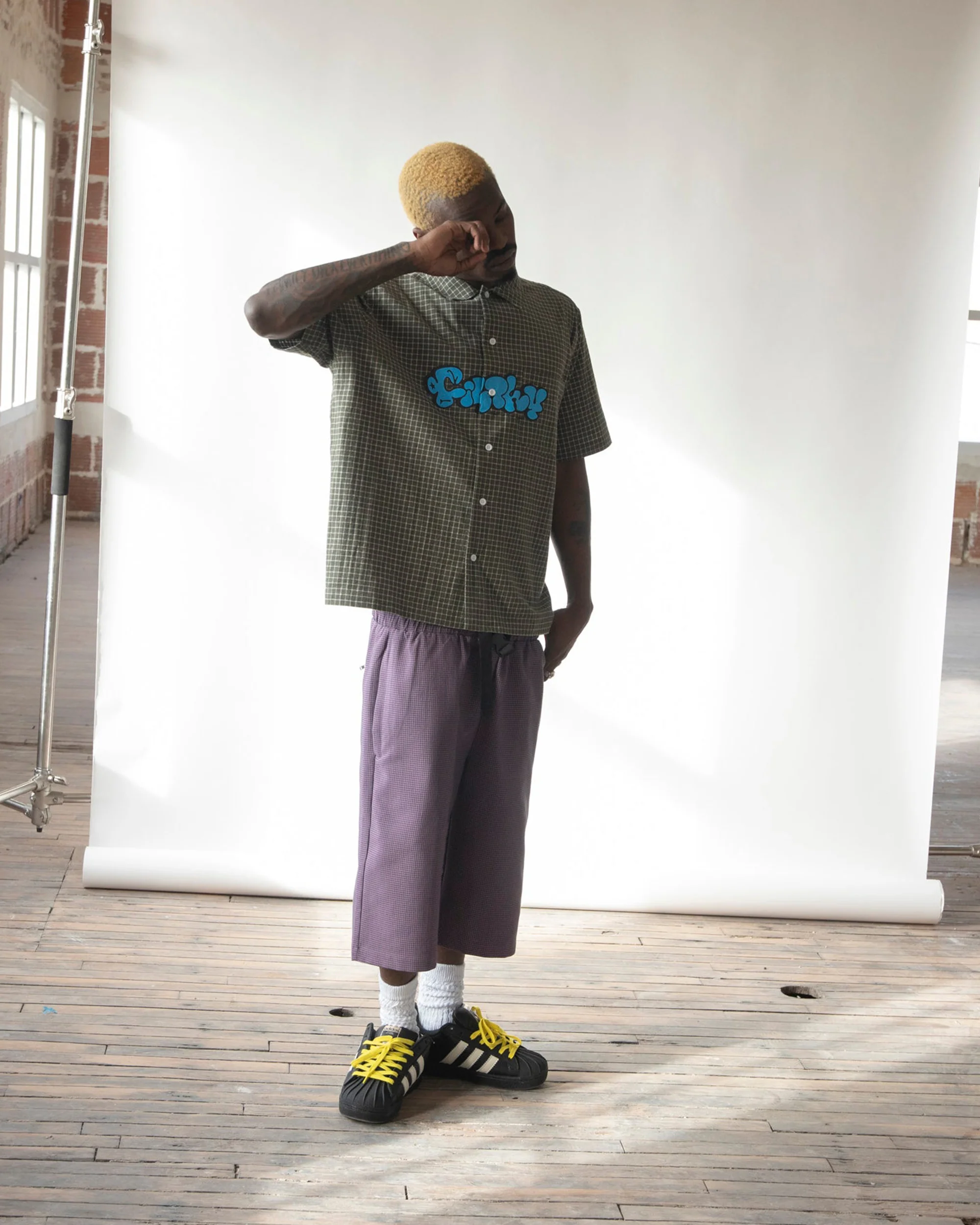 filthy graph button up shirt (olive) - Image 3