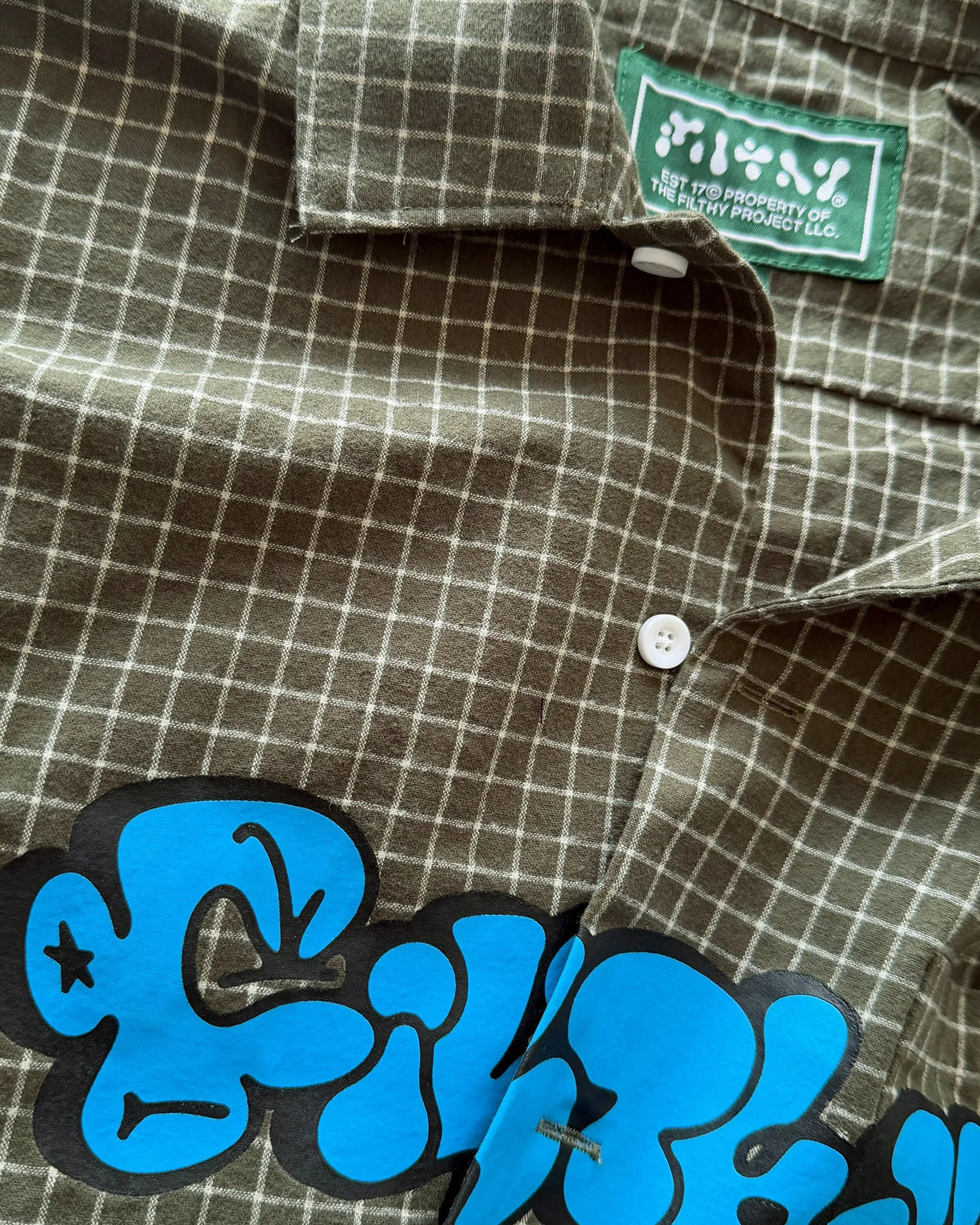 filthy graph button up shirt (olive) - Image 4