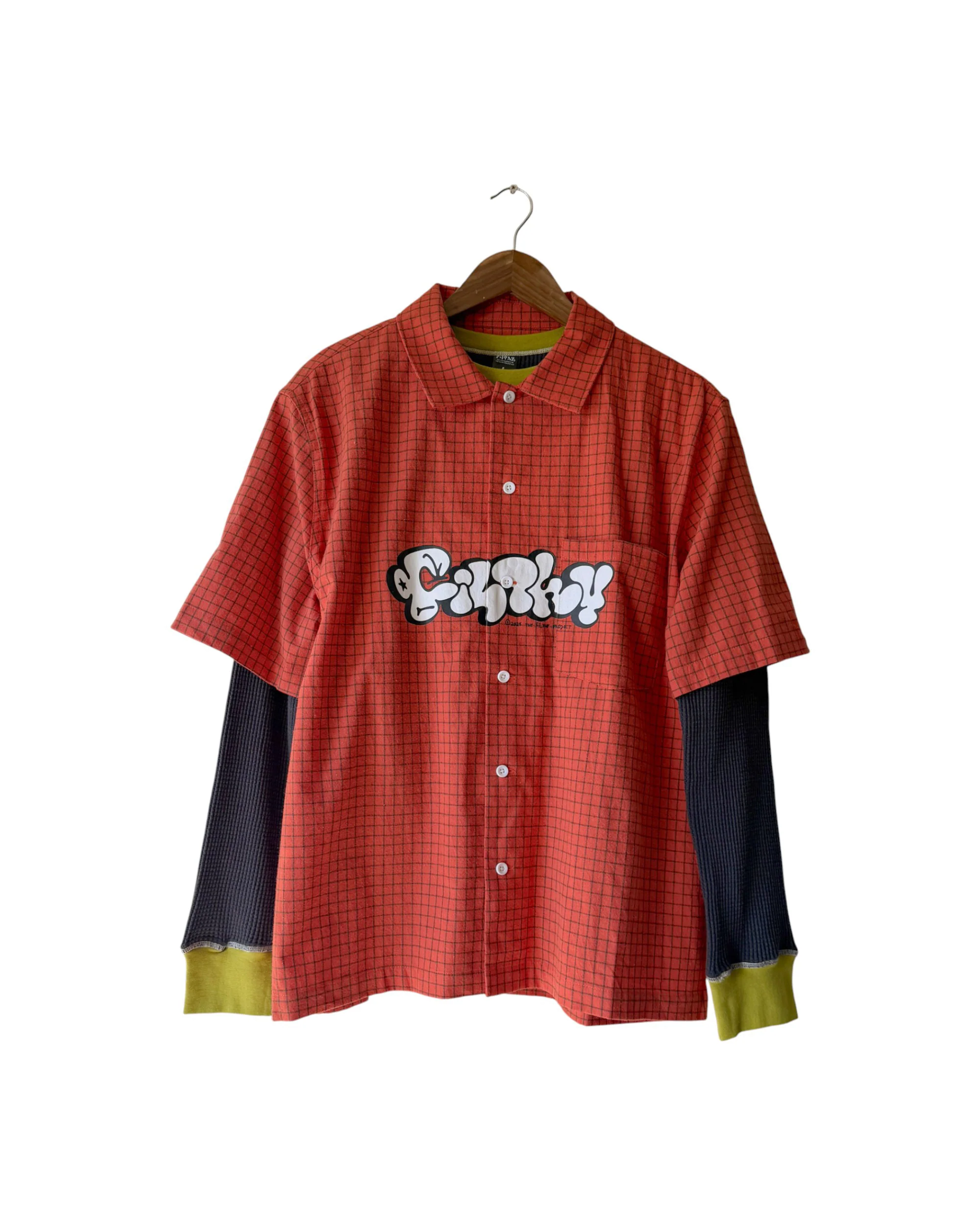 filthy graph button up shirt (orange) - Image 2