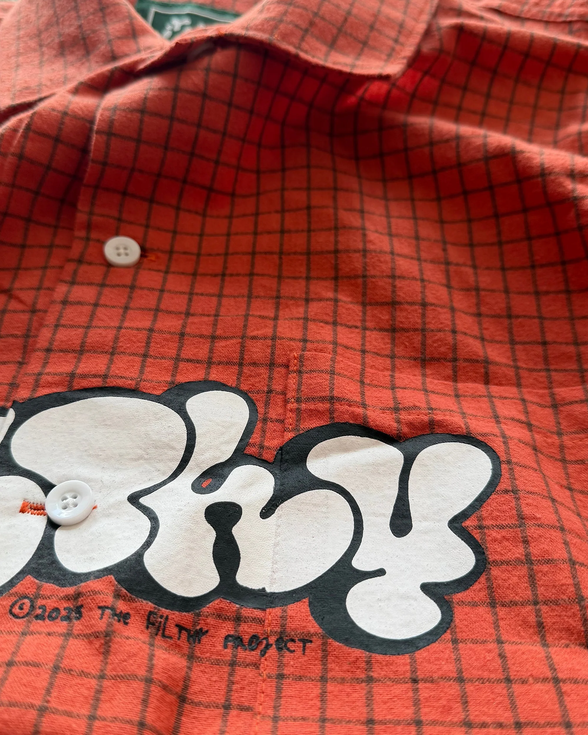 filthy graph button up shirt (orange) - Image 5