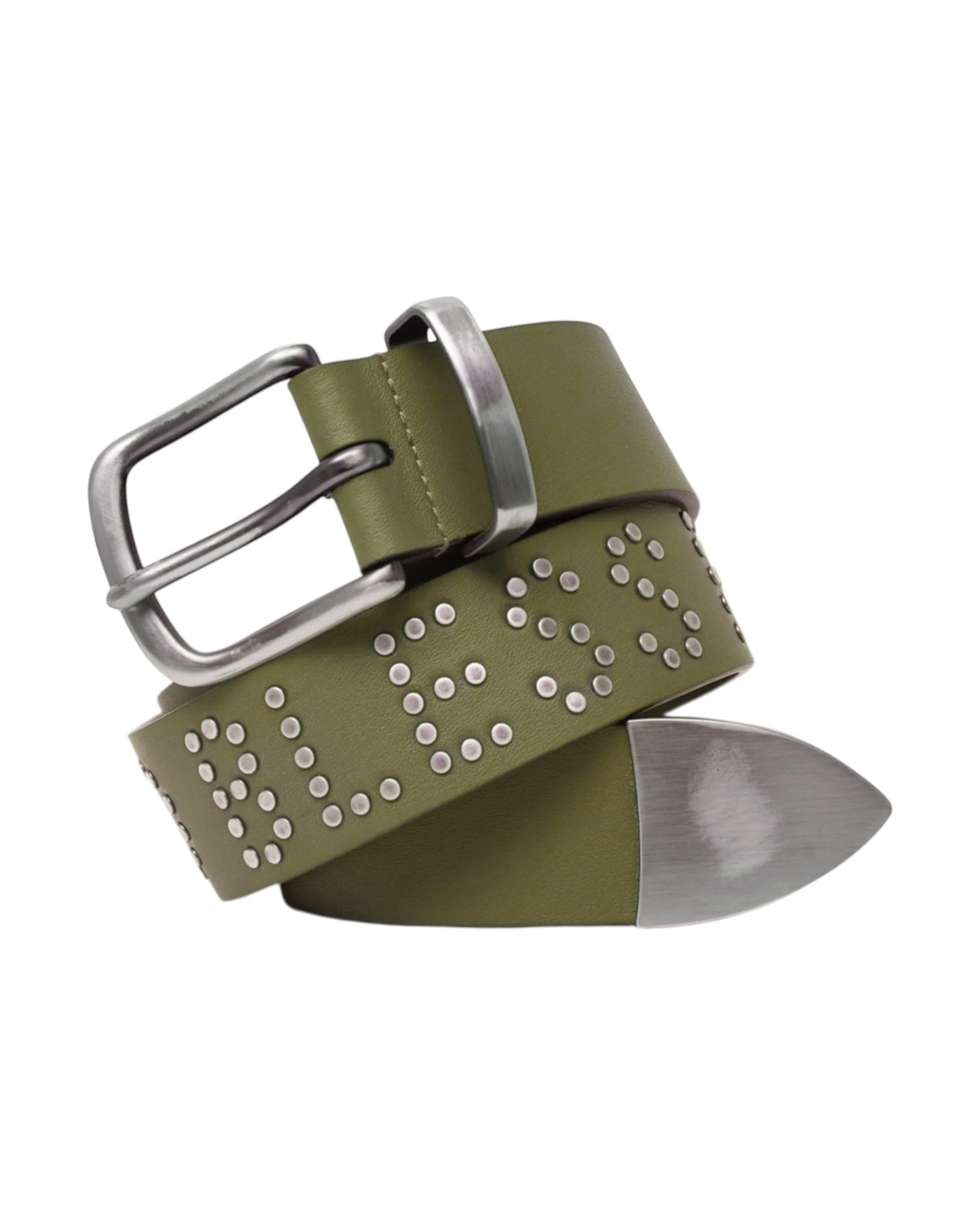 filthy riveted leather belt (army green)