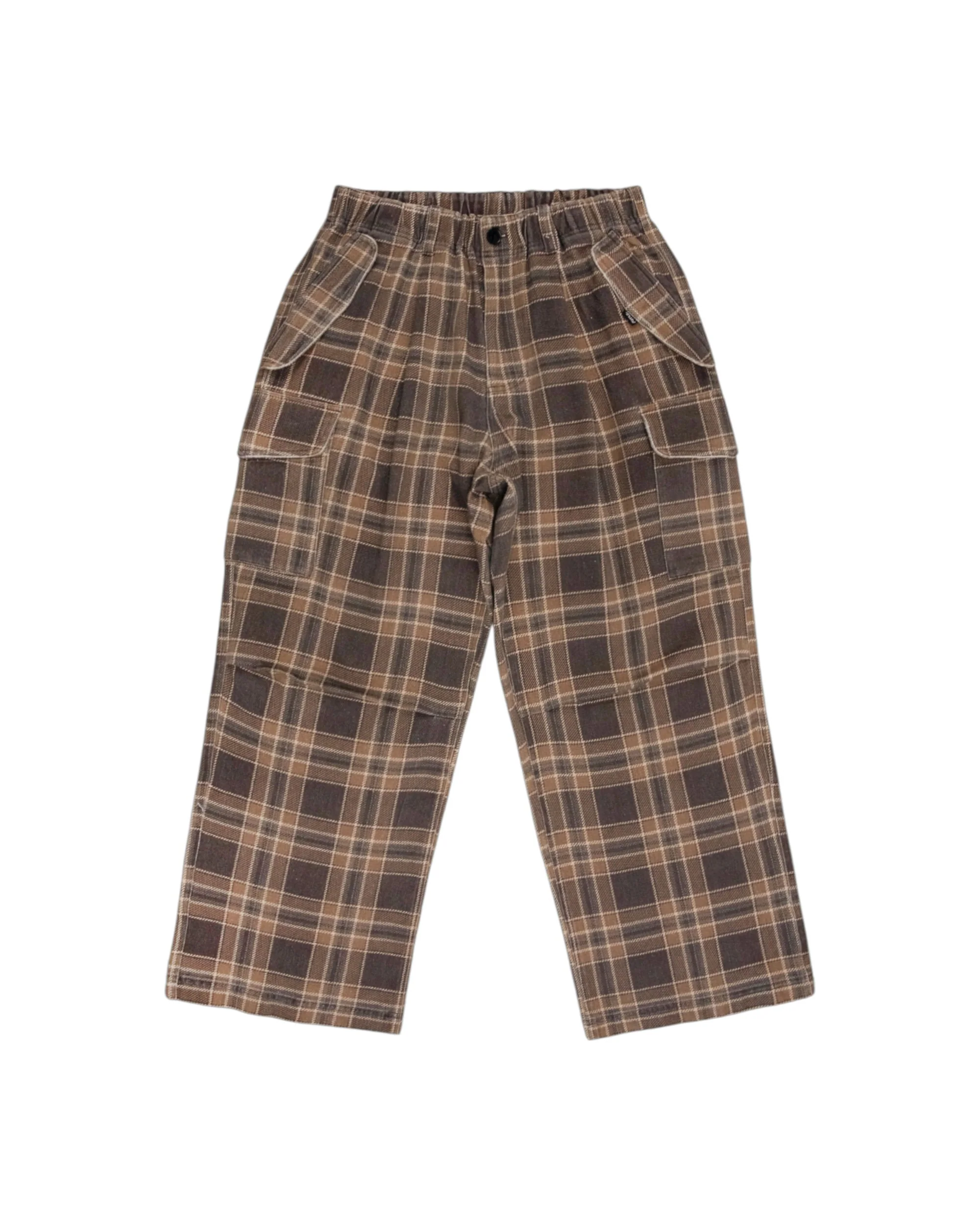 filthy wide-leg cargo (brown plaid)