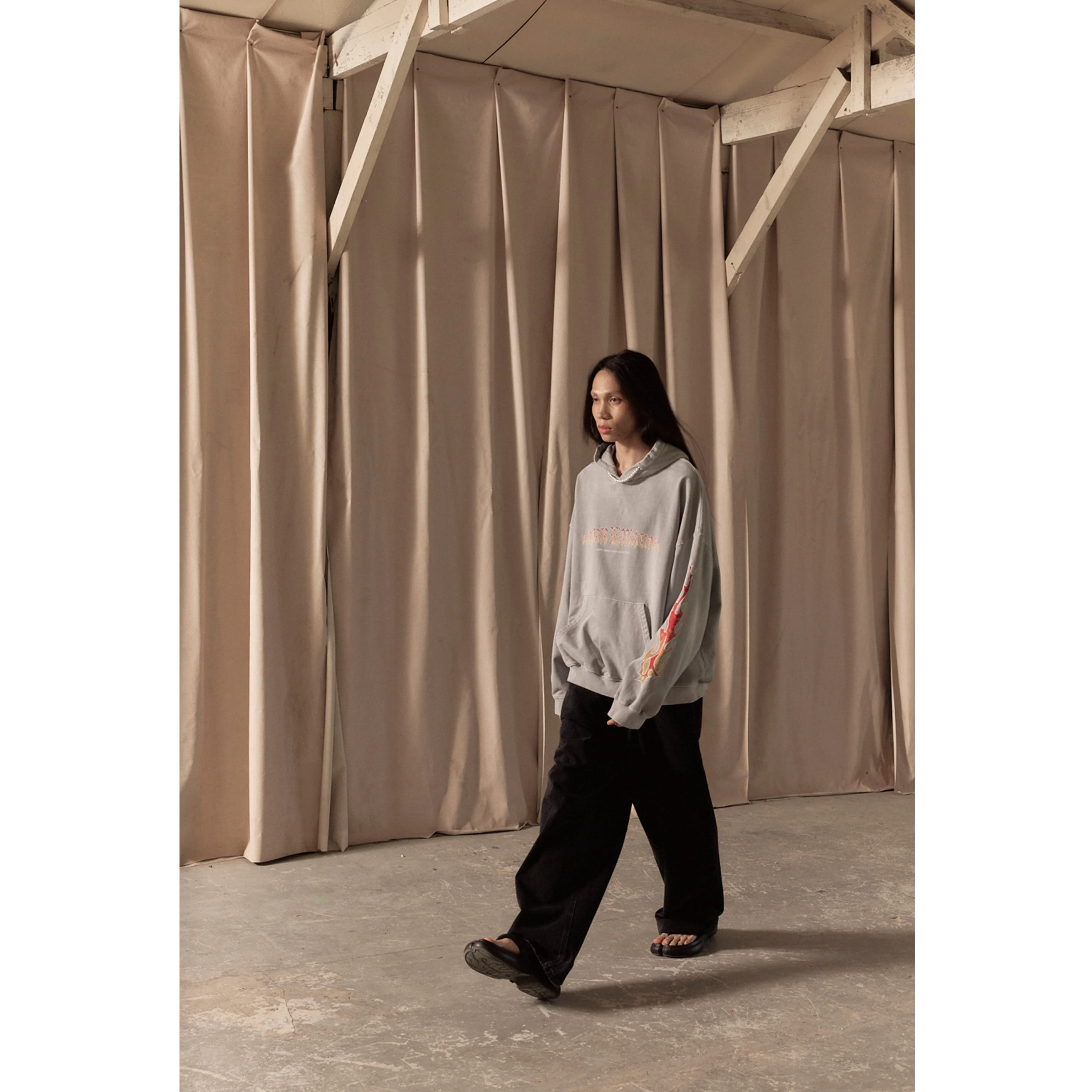 FLAME BEADS HOODIE / GRAY - Image 35