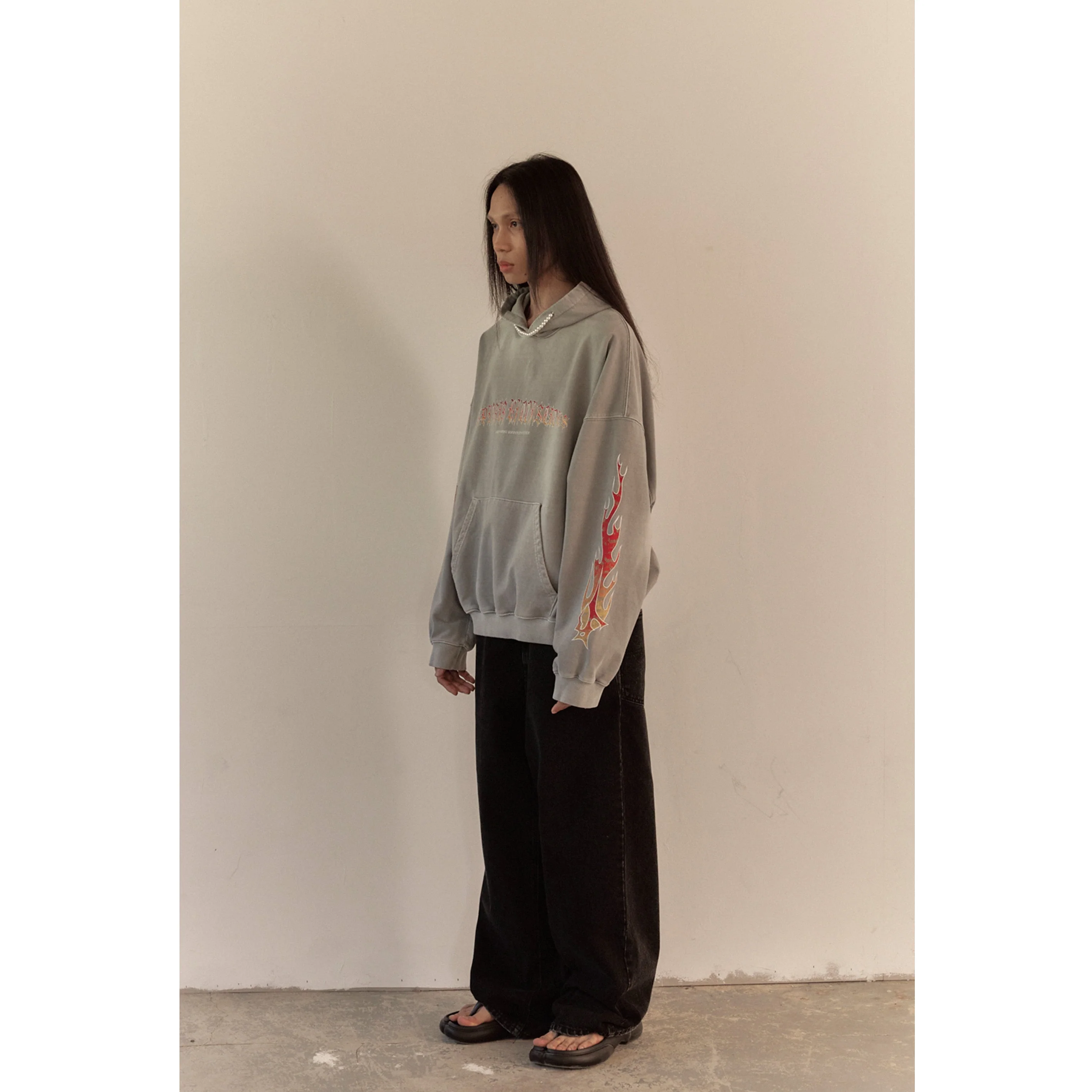 FLAME BEADS HOODIE / GRAY - Image 46