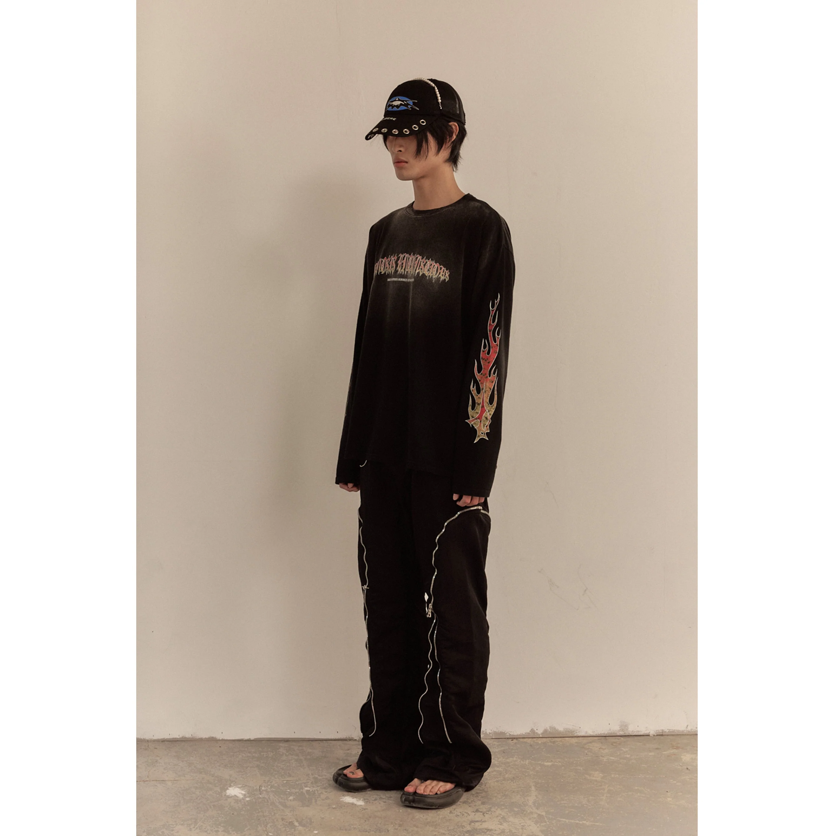 FLAME LONG SLEEVE TEE / BLACK - Image 39