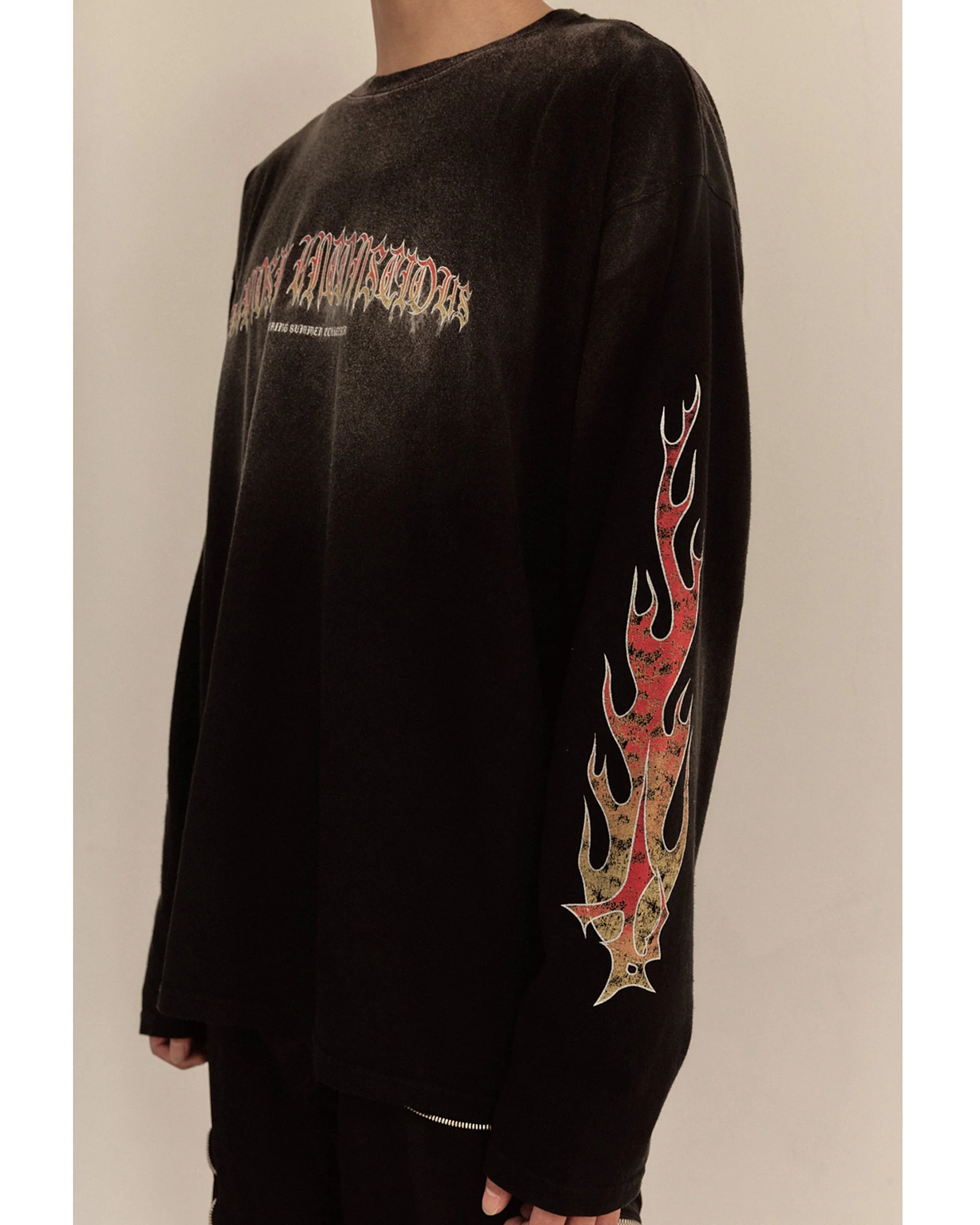 FLAME LONG SLEEVE TEE / BLACK - Image 4