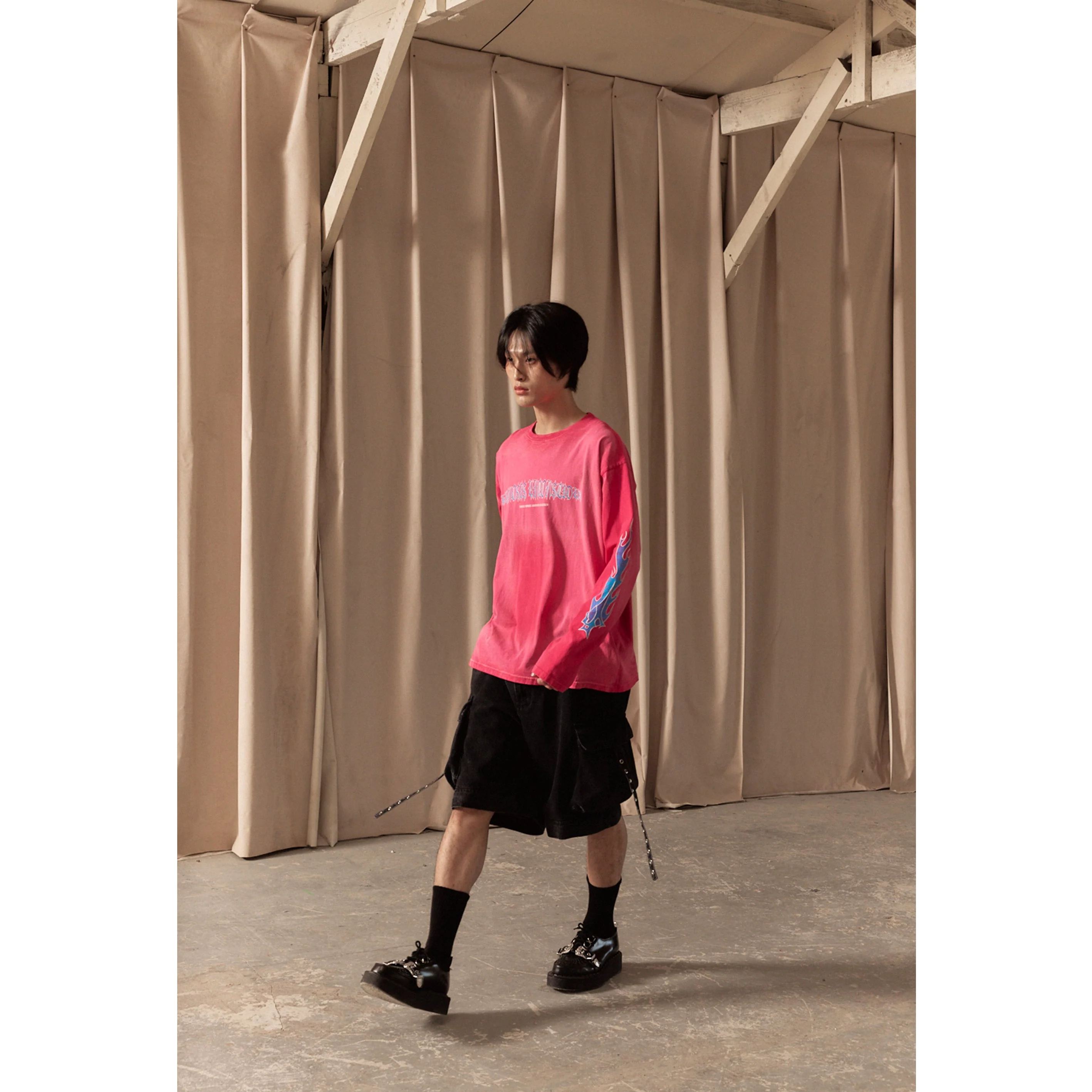 FLAME LONG SLEEVE TEE / PINK - Image 44