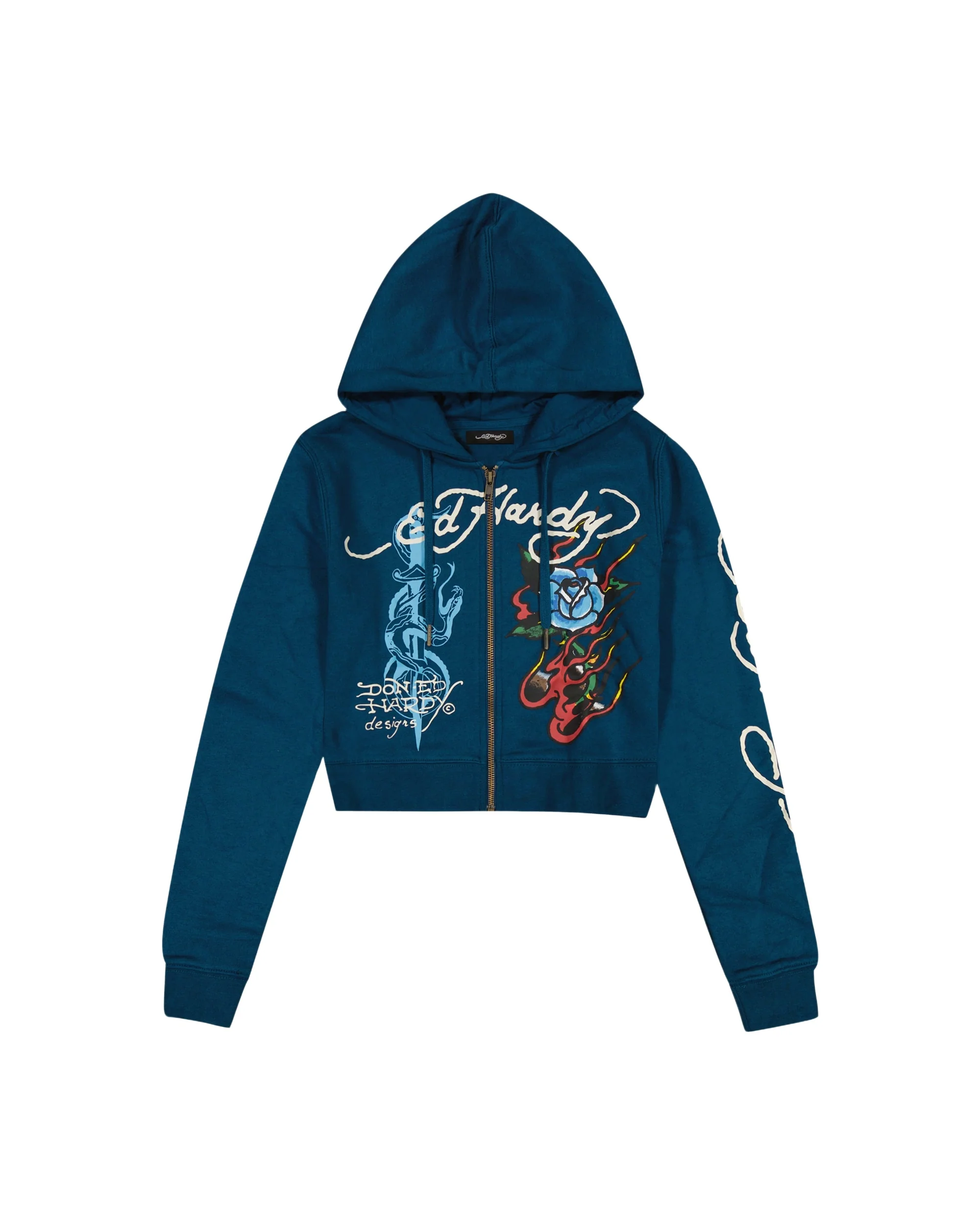Flame Rose Zip Front Hoodie