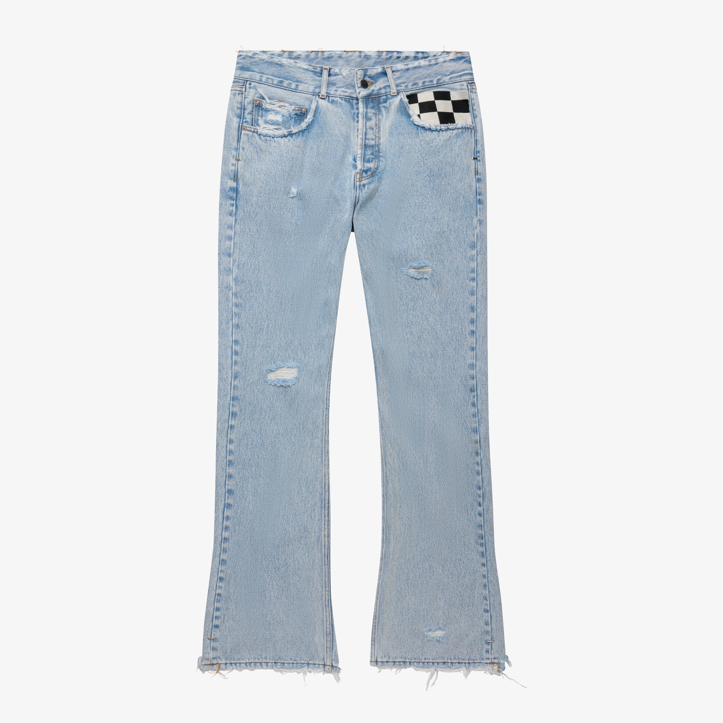 FLARED CHECKERED BAGGY JEANS - Image 11
