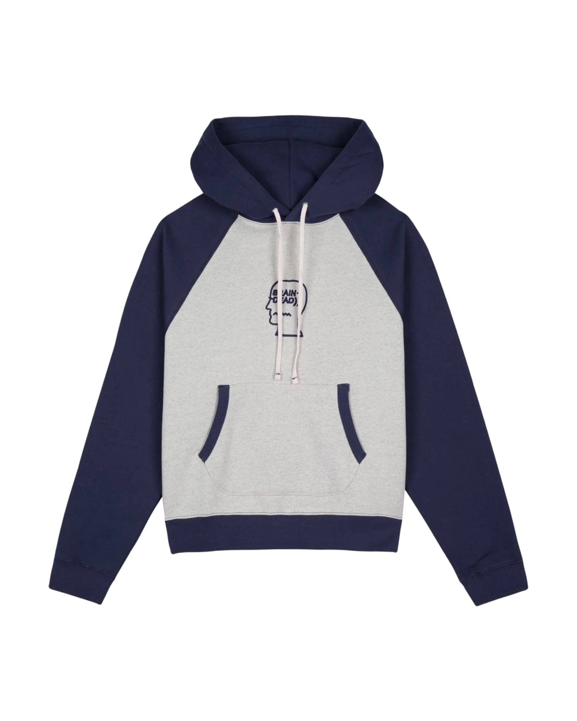 Fleece Logo Head Raglan Hoodie - Oatmeal/Navy