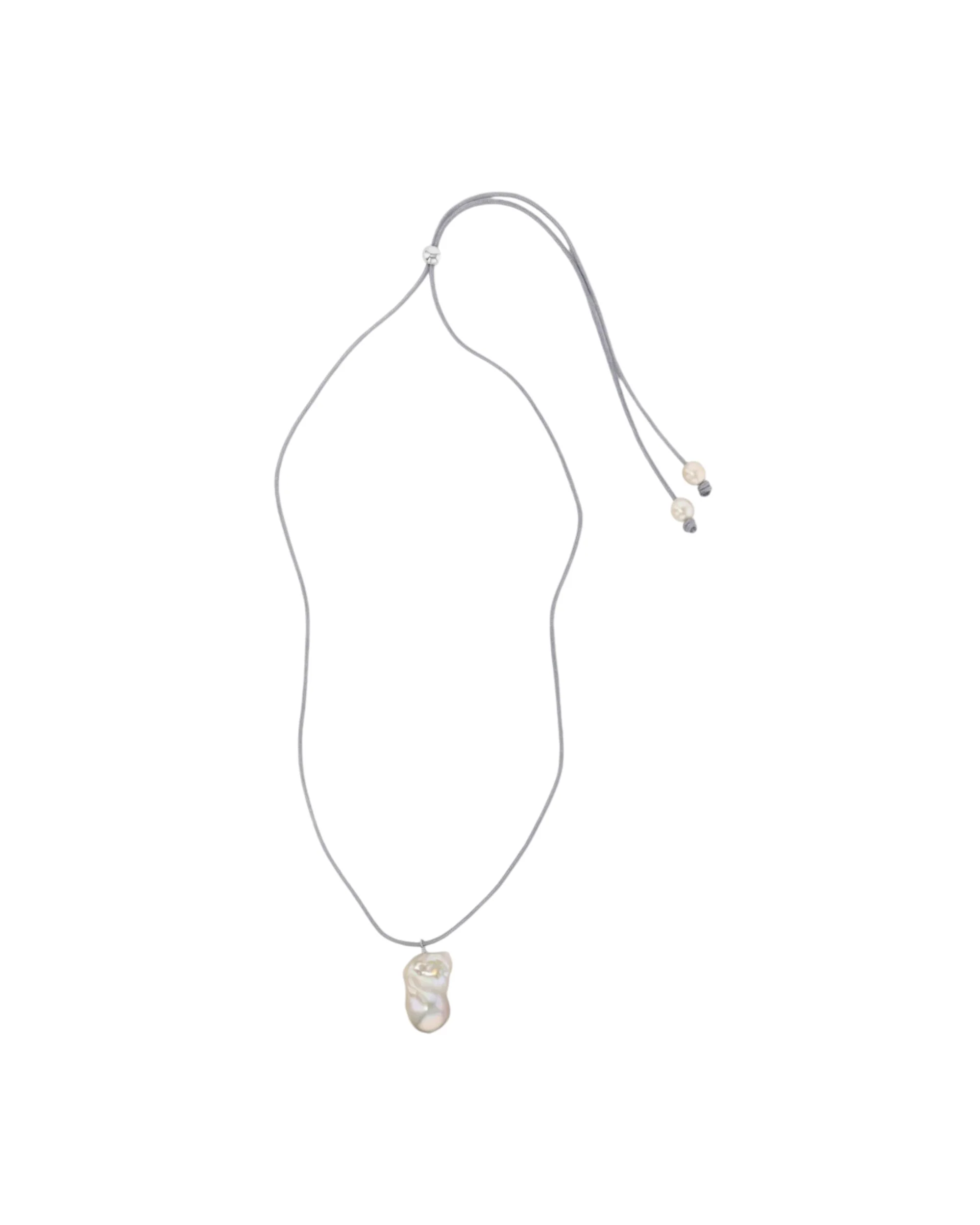 Floating Pearl Necklace Silver Cord